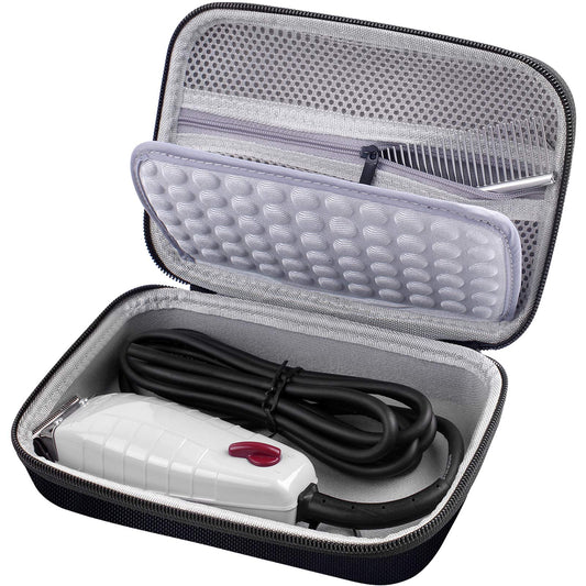 White Smoke Case for Andis Professional T-Outliner Beard & Hair Trimmer, Model GTO 04780/04710/04603/04775, with Mesh Pocket for Attachment Set - Bag Only (Black+Grey Inner)