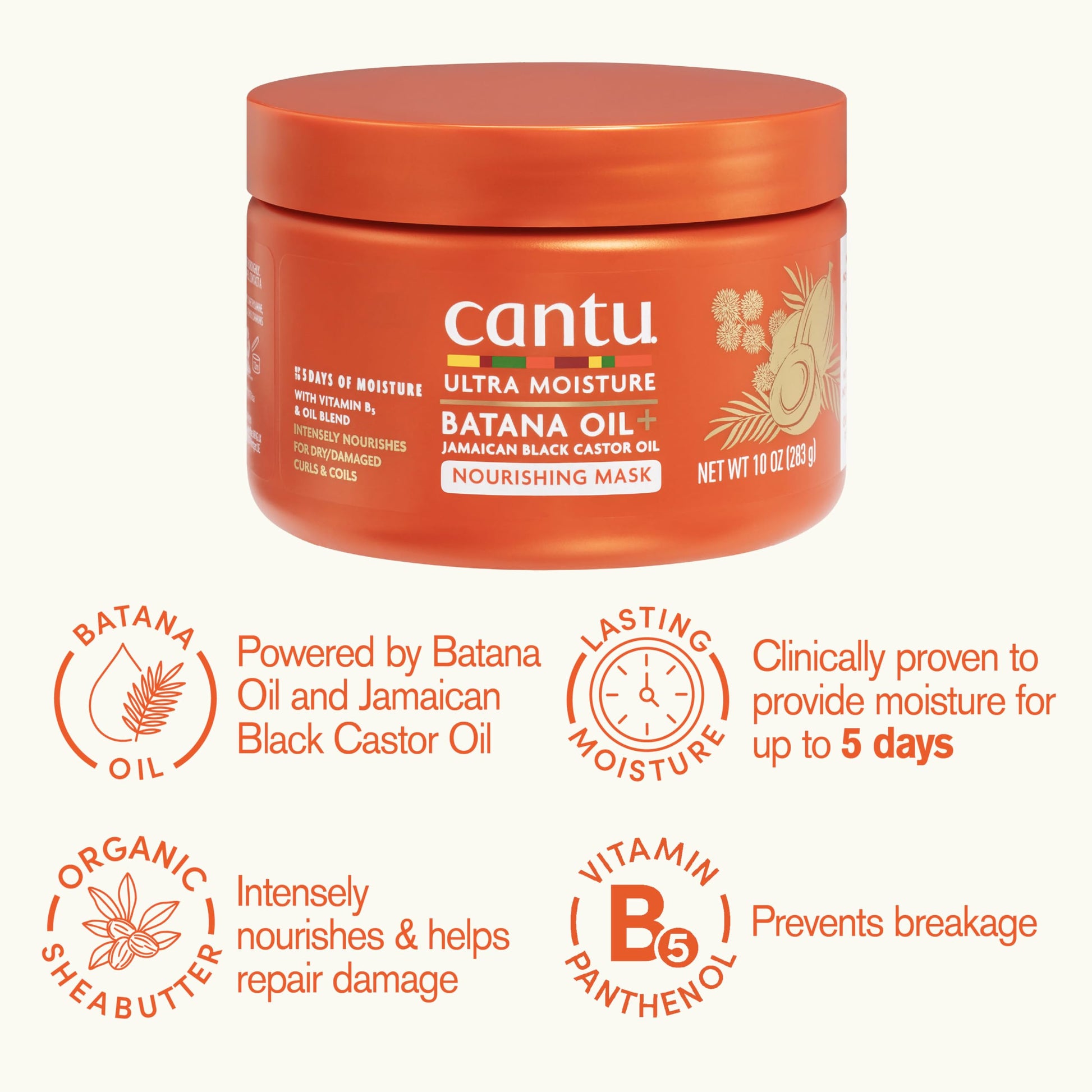 White Smoke Cantu Ultra Moisture Nourishing Mask with Batana Oil + Jamaican Black Castor Oil, 10 oz