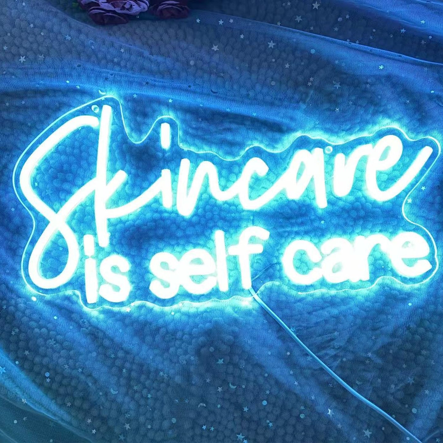 Dark Slate Blue Skincare Is Self Care Neon Sign,Beauty Room Neon Decor,Spa Salon Neon Lights,Esthetics Salon Wall Light,Esthetician Wall Decor,Skincare Wall Sign