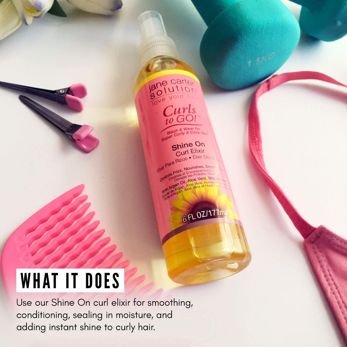 Lavender Jane Carter Solution Curls to Go Shine On Curl Elixir (6oz) - Nourishing, Reduce Frizz