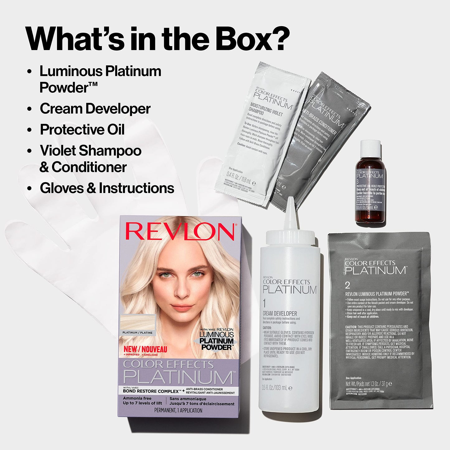 Lavender Revlon Color Effects Permanent Highlighting Kit, Ammonia & Paraben Free Hair Dye, 60 Platinum, 8 Oz (Pack of 1)
