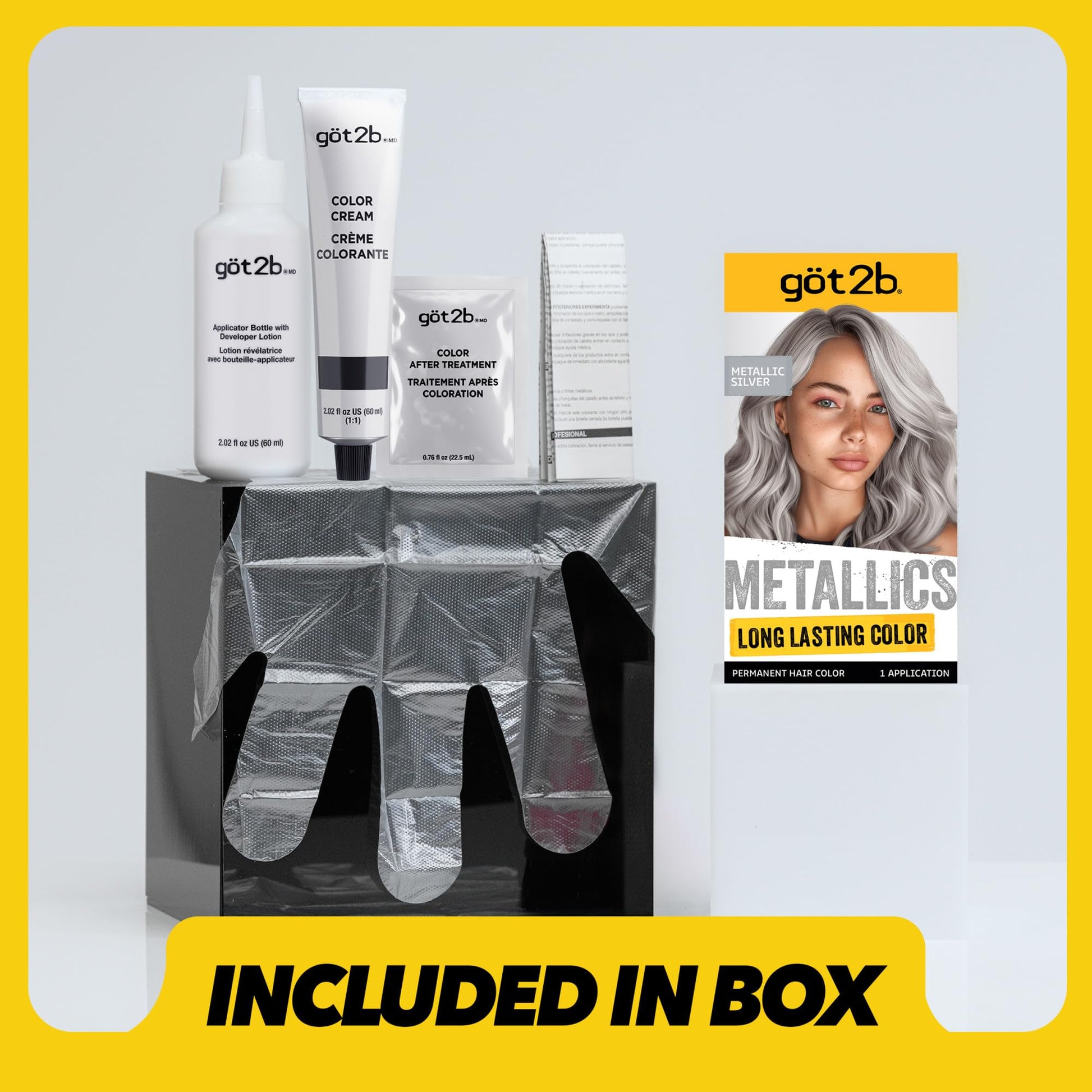 Light Gray Got2b Metallics Permanent Hair Color, M71 Metallics Silver