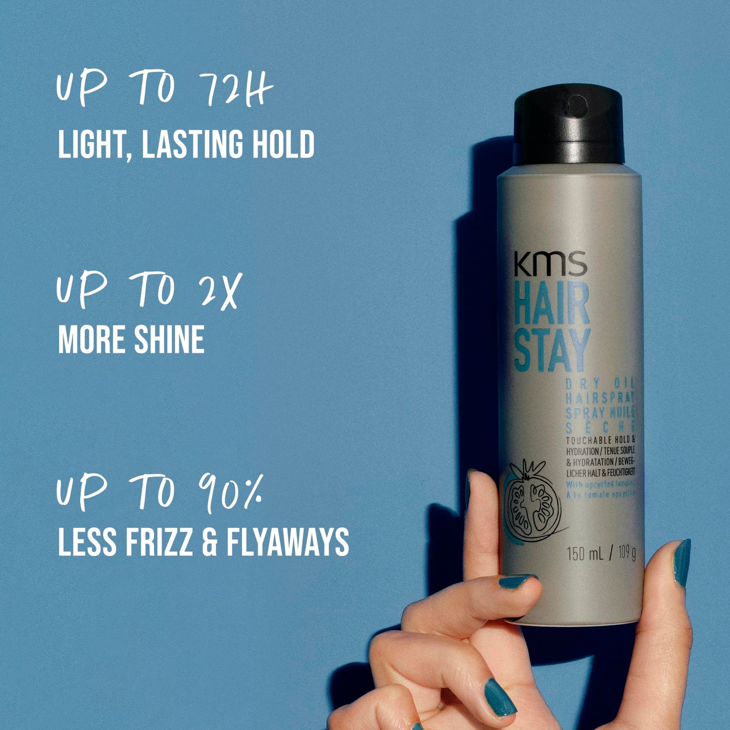 Steel Blue KMS HairStay Dry Oil Hairspray 150ml