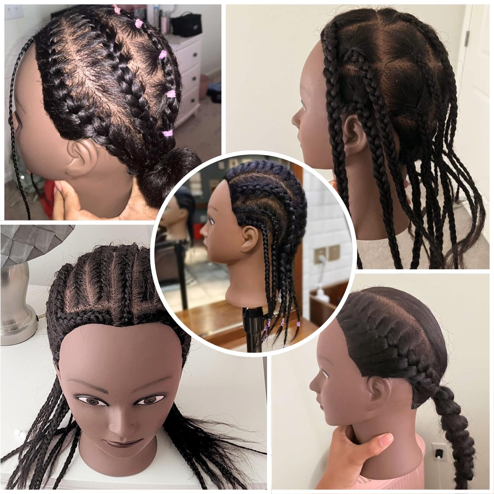 Light Gray Mannequin Head with Hair for Braiding 16 Inch Practice Hair Mannequin Head for Hairstyling Traning Manikin Doll