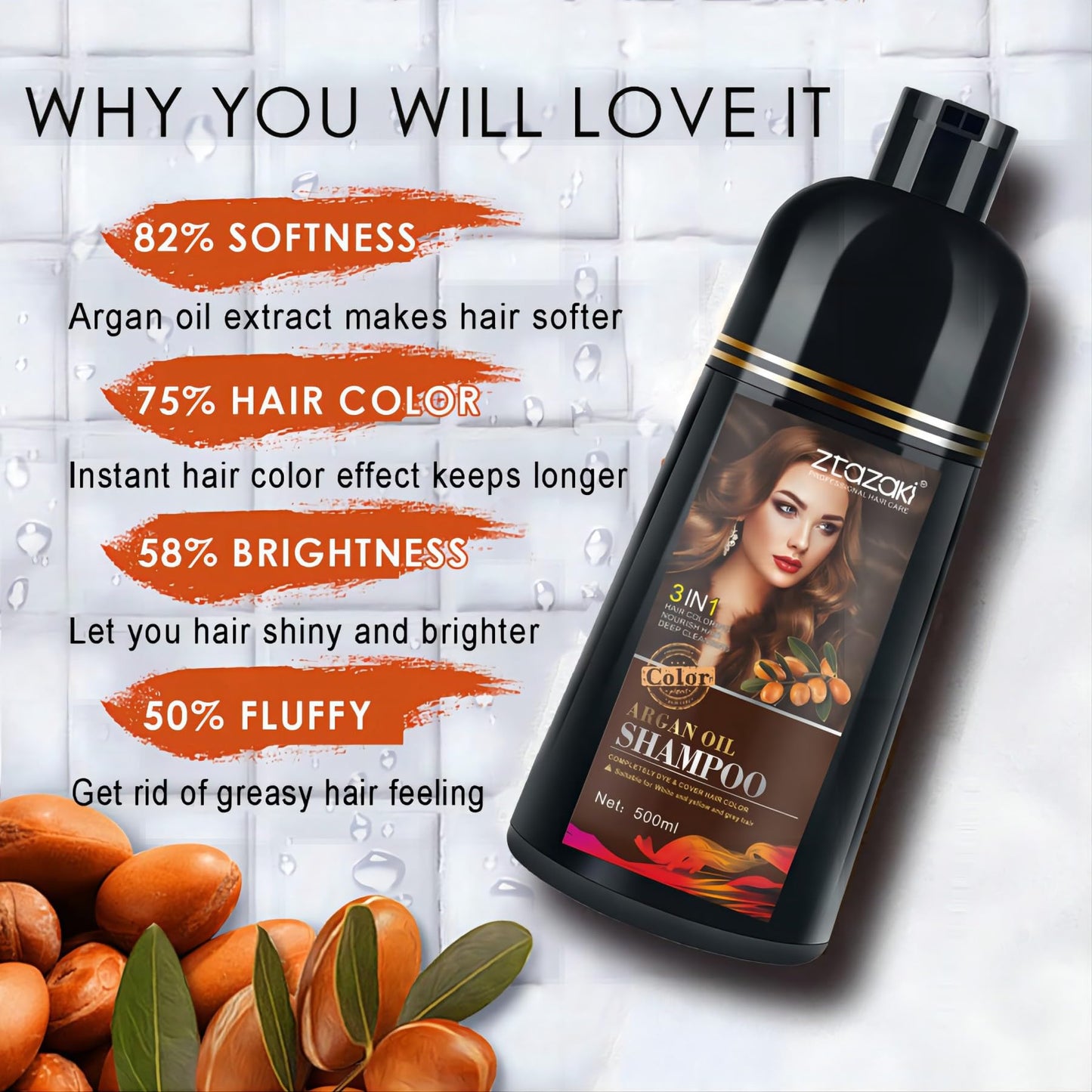 Lavender Callmynm Black Hair Dye Shampoo 3-In-1, Instant Gray Hair Coverage in Minutes-Long Lasting Argan Oil Herbal Hair Color Shampoo champu con tinte para canas 500ml