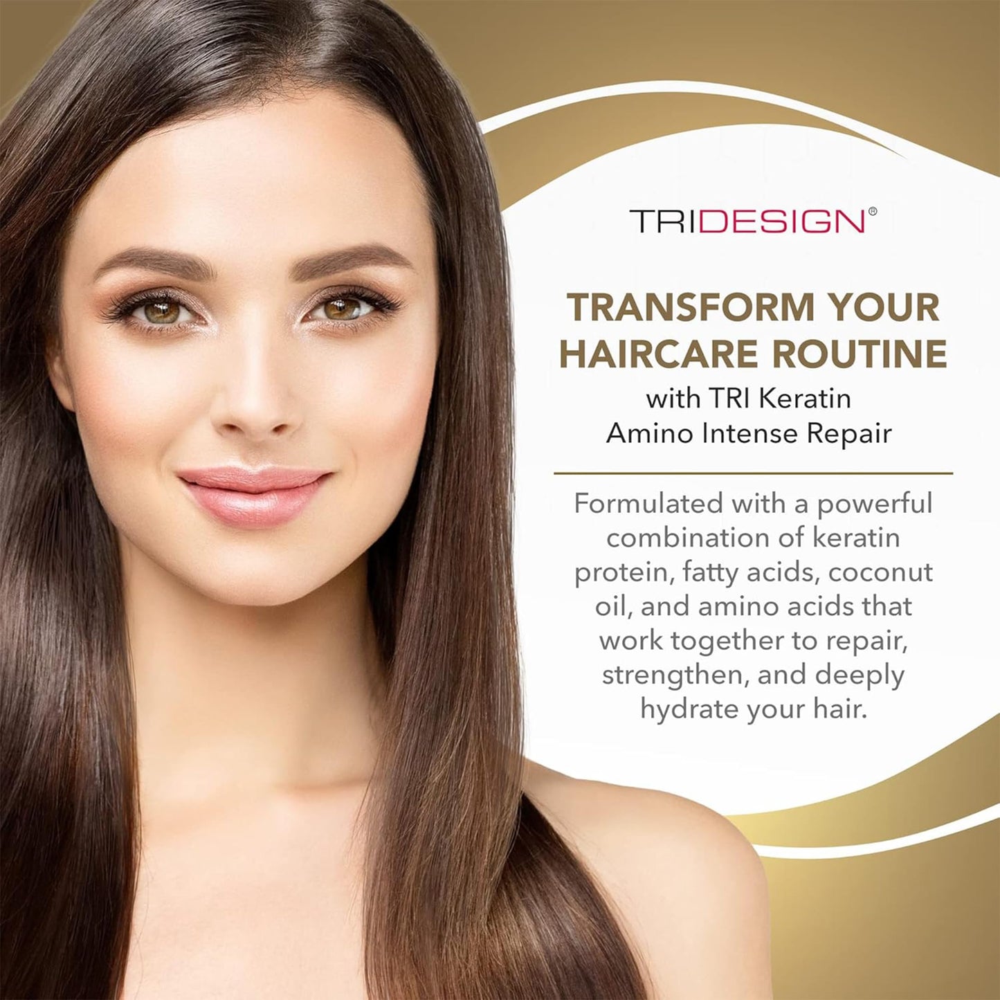 White Smoke TRIDESIGN Keratin Amino Intense Repair - Keratin Hair Treatment with Coconut Oil, Amino Acids, & Hydrolyzed Keratin Protein - Moisturizing Hair Mask for Damaged Hair & Deep Conditioning - 6 oz