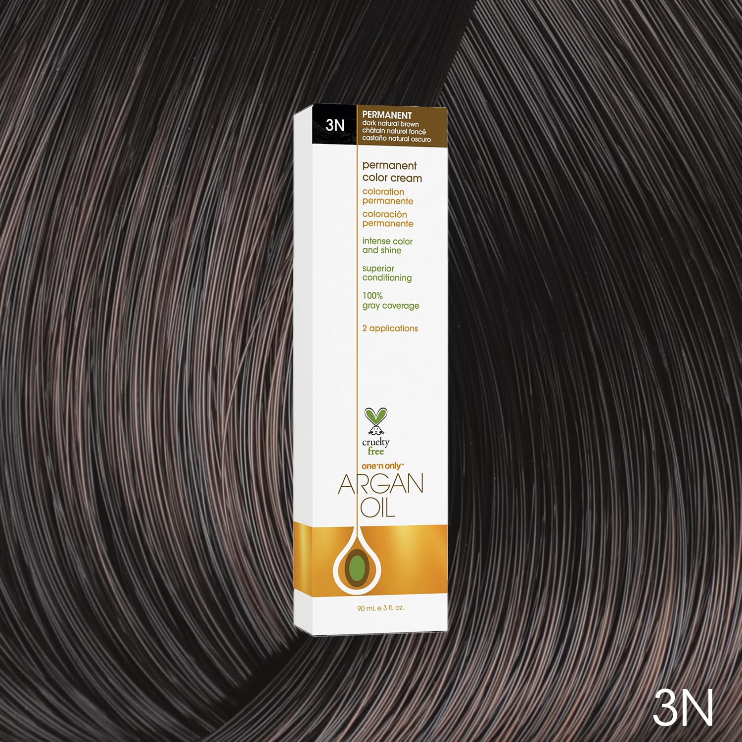 Dark Slate Gray One N' Only Demi Permanent Hair Color - Permanent Hair Dye Made with Argan Oil - Delivers Rich, Accurate Tones with Gray Coverage - Improves Moisture & Elasticity - 3N Dark Natural Brown (3 oz)