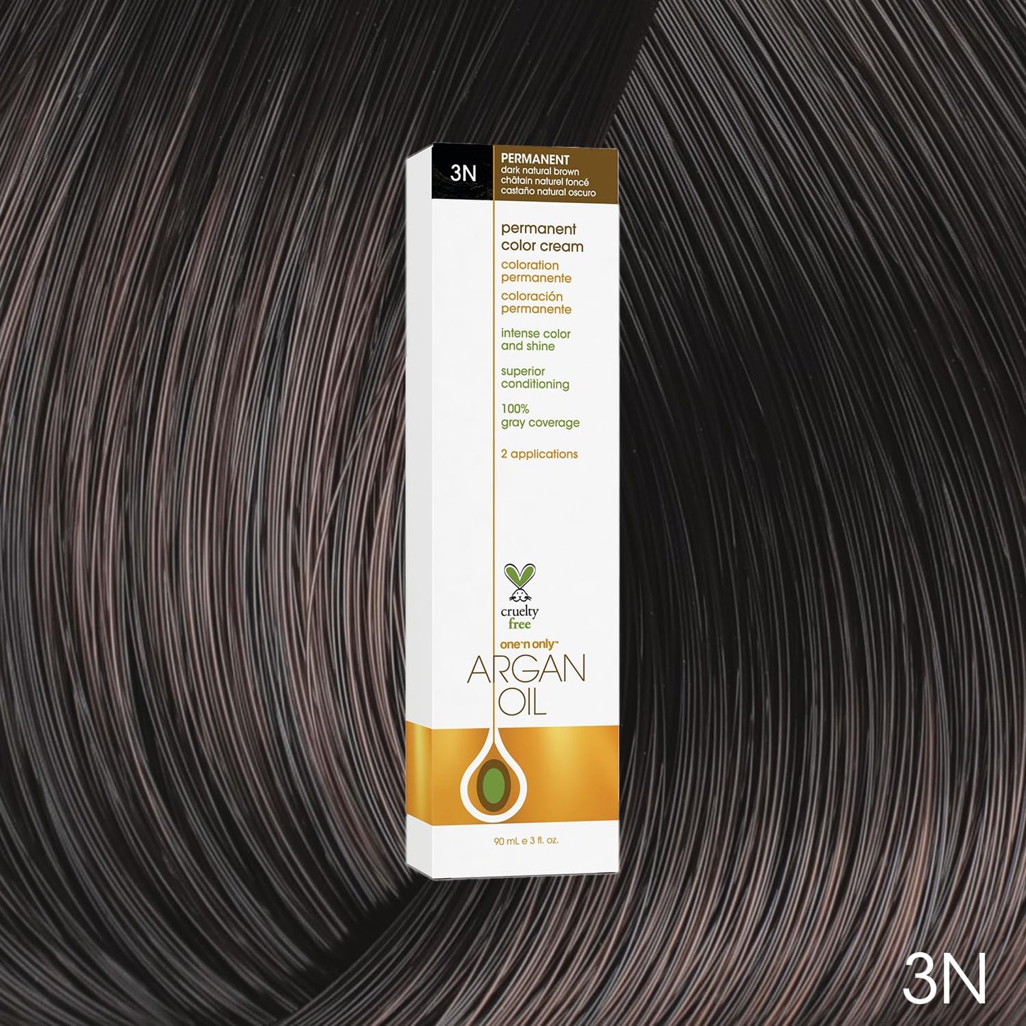 Dark Slate Gray One N' Only Permanent Hair Color - Permanent Hair Dye Made with Argan Oil - Delivers Rich, Accurate Tones with Gray Coverage - Improves Moisture & Elasticity - 3N Dark Natural Brown (3 oz)