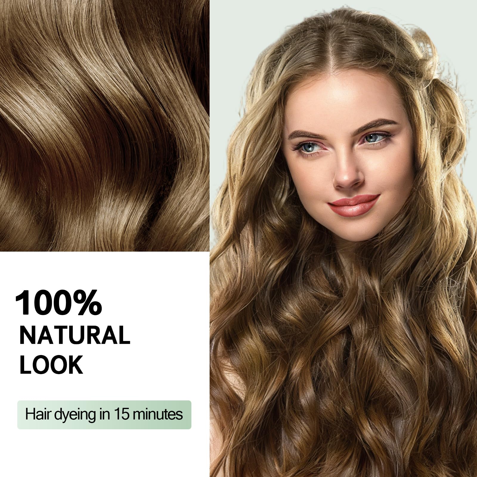 White Smoke Light Brown Hair Dye Shampoo 3 in 1, Instant 100% Gray Hair Coverage Hair Color Shampoo for Women Men with 9 Natural Herbal Ingredients