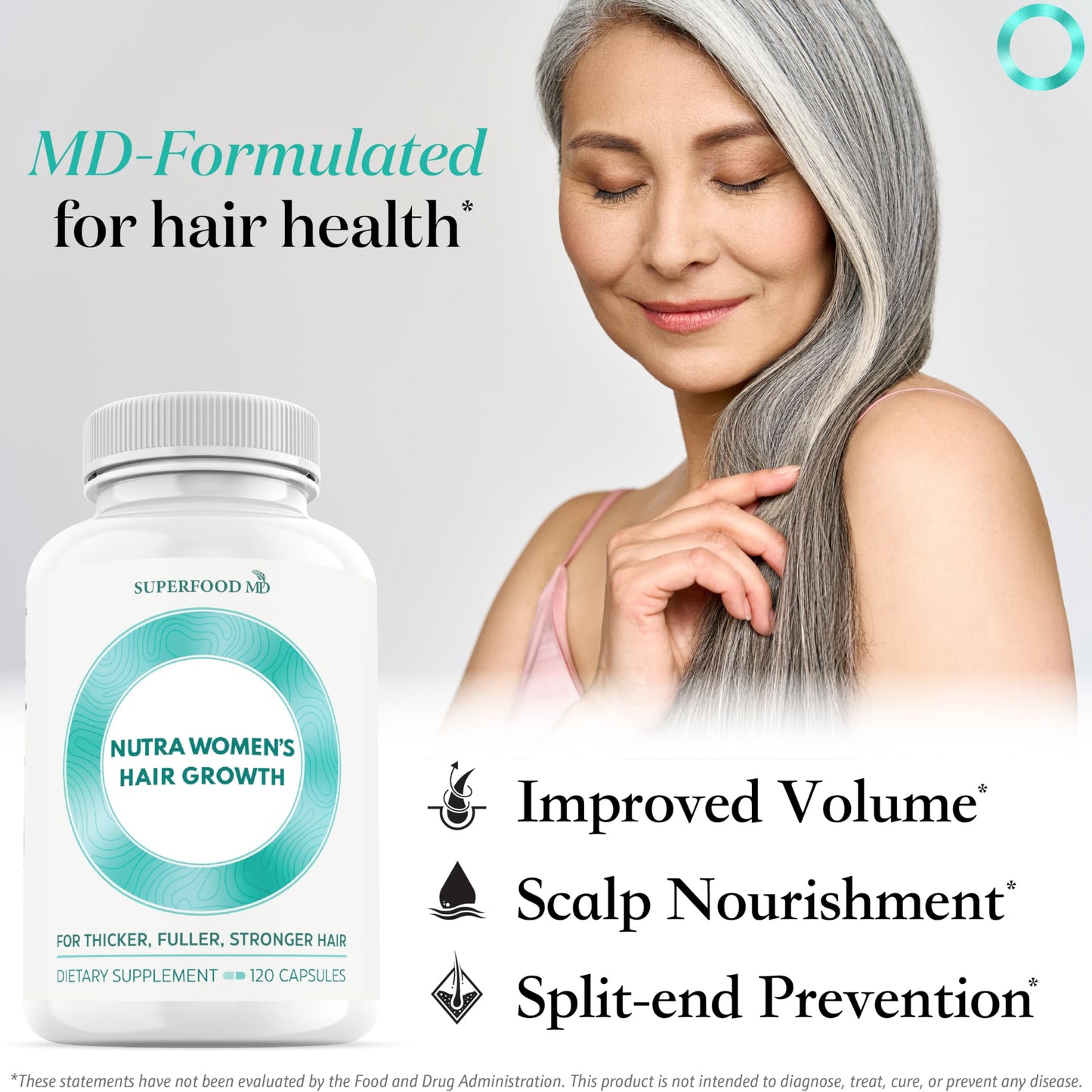 White Smoke Women's Balance Hair Growth Supplements, Ages 45 and Up, Customer Proven for Visibly Thicker Hair and Scalp Coverage, Soy-Free, Made with 26 Ingredients including Beta Carotenes - 2 Month Supply