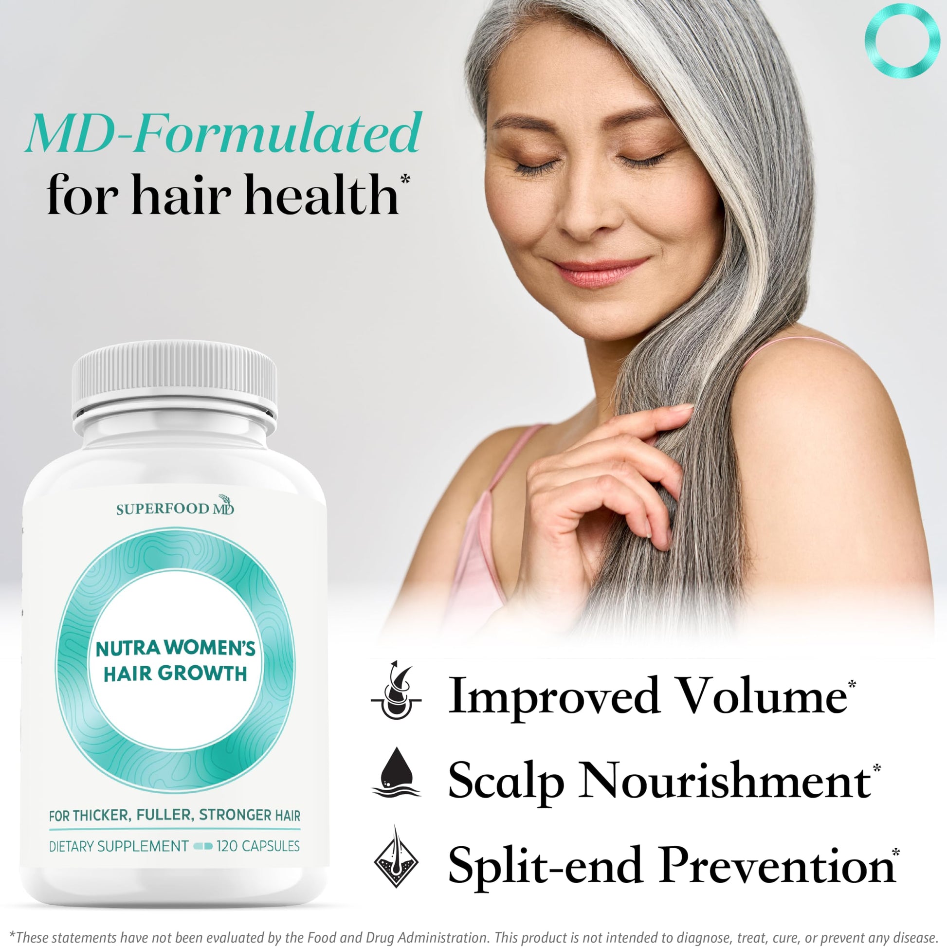 White Smoke Women's Balance Hair Growth Supplements, Ages 45 and Up, Customer Proven for Visibly Thicker Hair and Scalp Coverage, Soy-Free, Made with 26 Ingredients including Beta Carotenes - 2 Month Supply