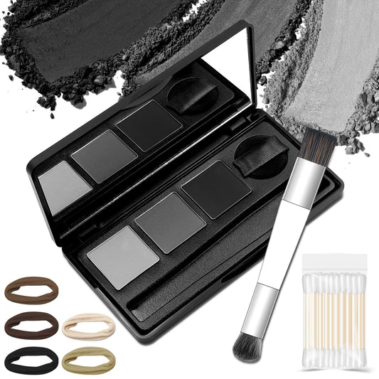 White Smoke Comdian Hairline Powder for Women and Men, 3 Color Root Touch Up Hair Color Powder for Gray Coverage, Thinning Hair and Bald Spot, Black