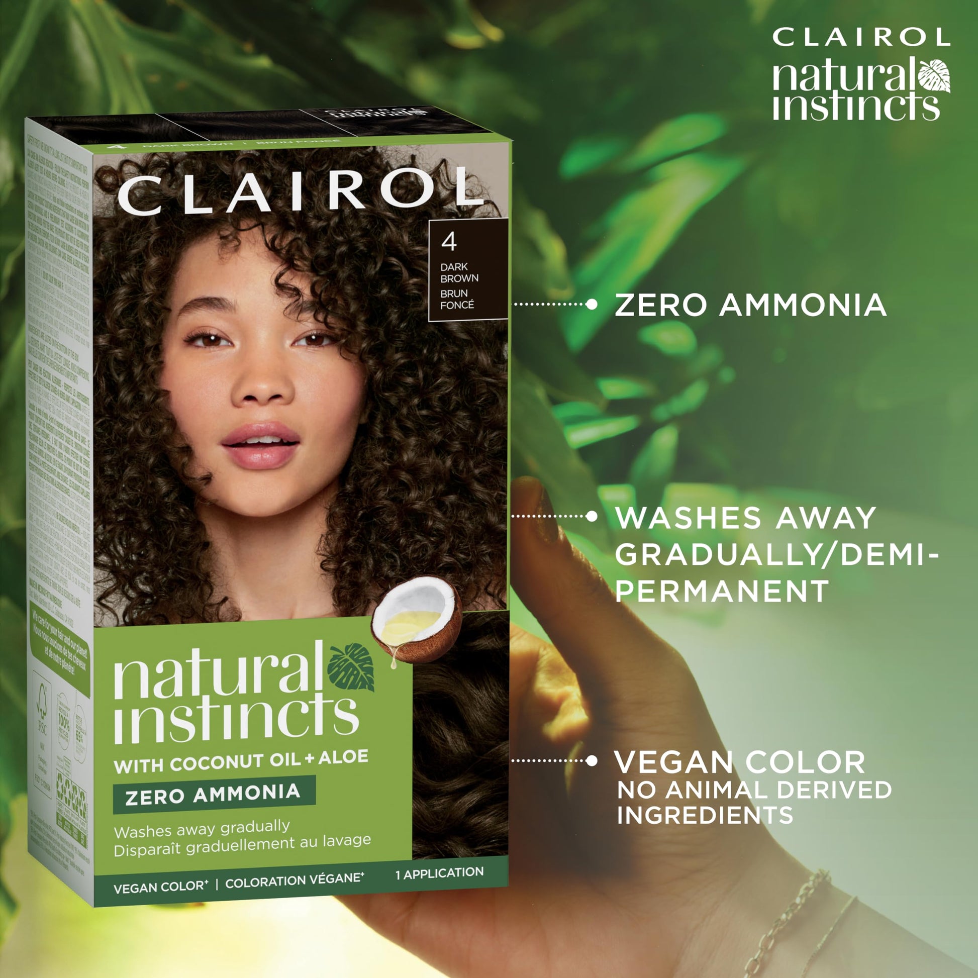 Black Clairol Natural Instincts Demi-Permanent Hair Color, 6 Light Brown Hair Color, Pack of 1