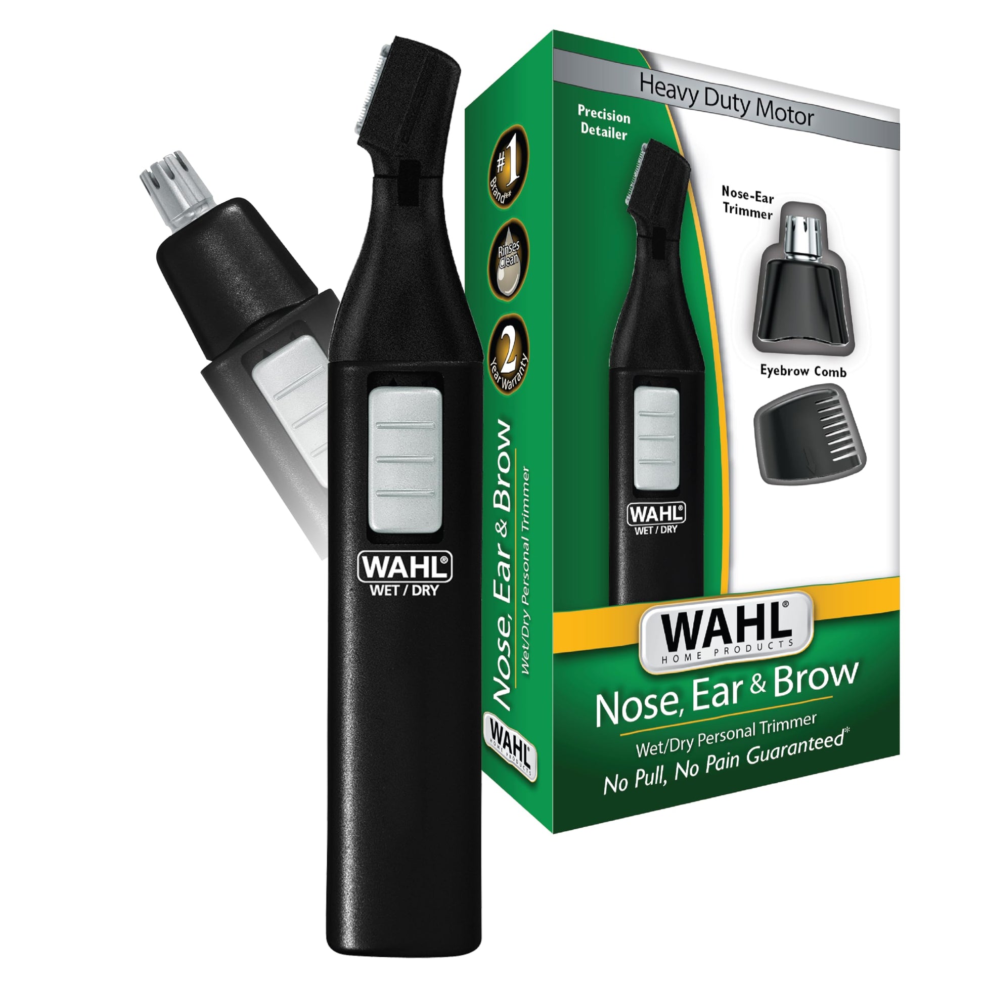White Smoke Wahl Battery Nose, Ear, & Eyebrow Wet/Dry Personal Nose Hair Trimmer for Men and Women - Model 5567-2701