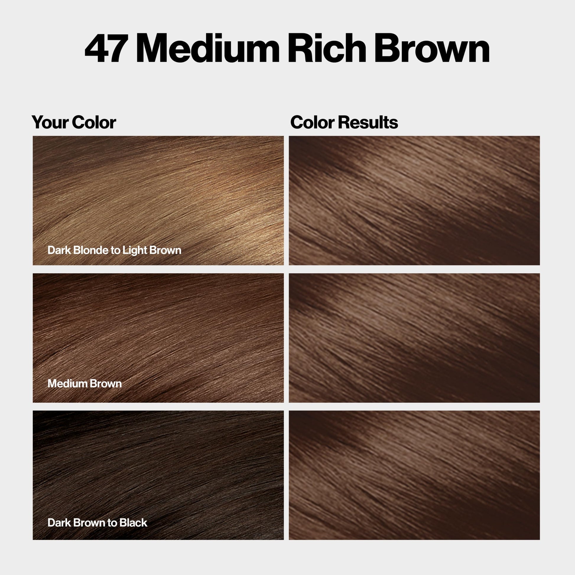 Dark Olive Green Revlon ColorSilk with Bond Repair Complex, Brown Permanent Hair Color, 100% Gray Coverage, Ammonia Free Hair Dye, Vegan Keratin, 47 Medium Rich Brown (Pack of 3)