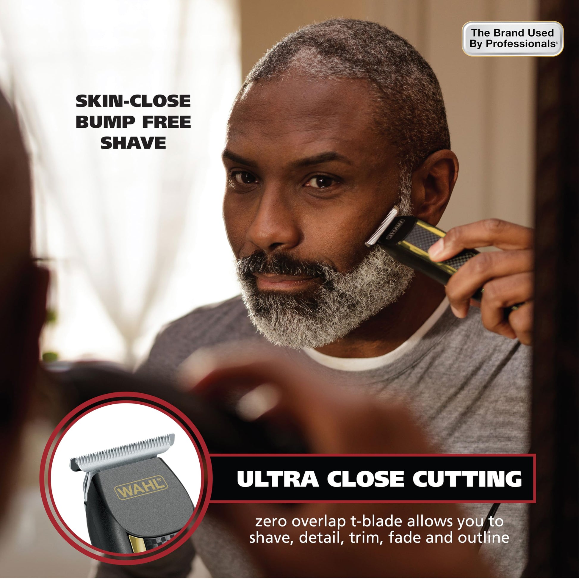 White Smoke Wahl Edge Pro Bump Free Corded Beard Trimmer for Men Touch Up Trimmer & Grooming Detailer Kit – Perfect for Edging Beards, Mustaches, Hair, & Stubble, – Model 9686-300