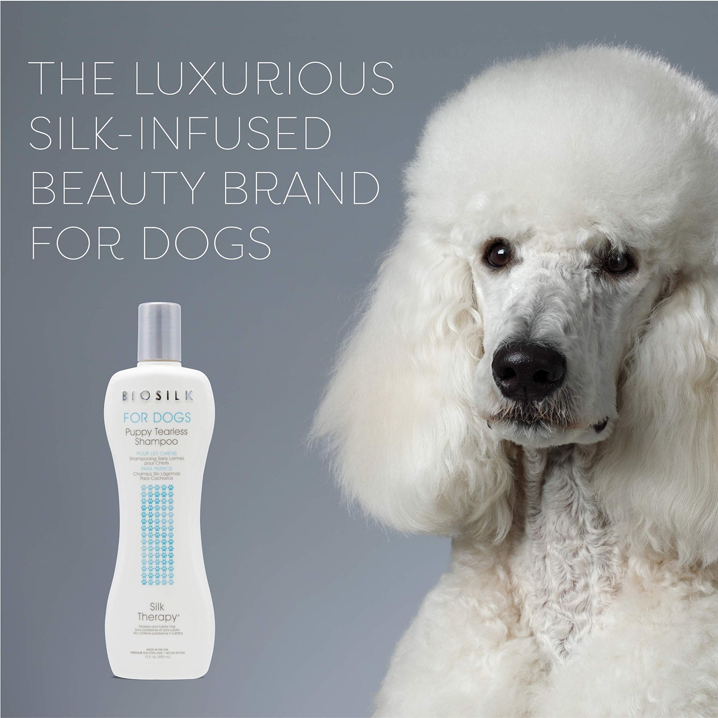 Slate Gray BioSilk for Dogs Puppy Tearless Shampoo, Gentle Dog Wash with Silk Proteins, Paraben and Sulfate Free Formula Helps Clean and Condition Coats for Puppies and Dogs, 12 Fl Oz - 2 Pack