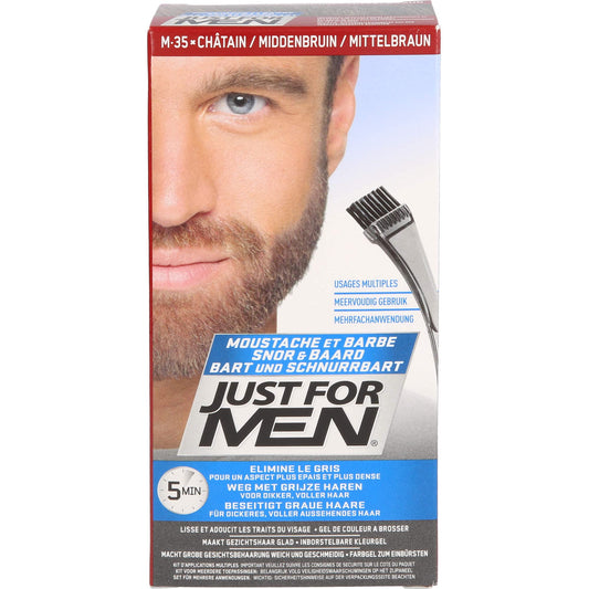 White Smoke JUST FOR MEN Color Gel Mustache & Beard M-35 Medium Brown 1 ea