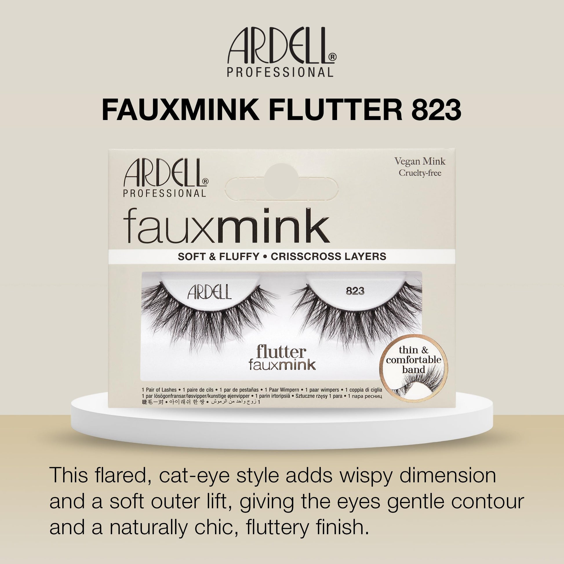Light Gray Ardell Faux Mink Lashes Wispies 823 – Fluttery Strip Eyelashes, Crisscross, Vegan Mink, Cruelty-Free, Wispy Lashes Falsies for Seamless Wear, 4 Pack