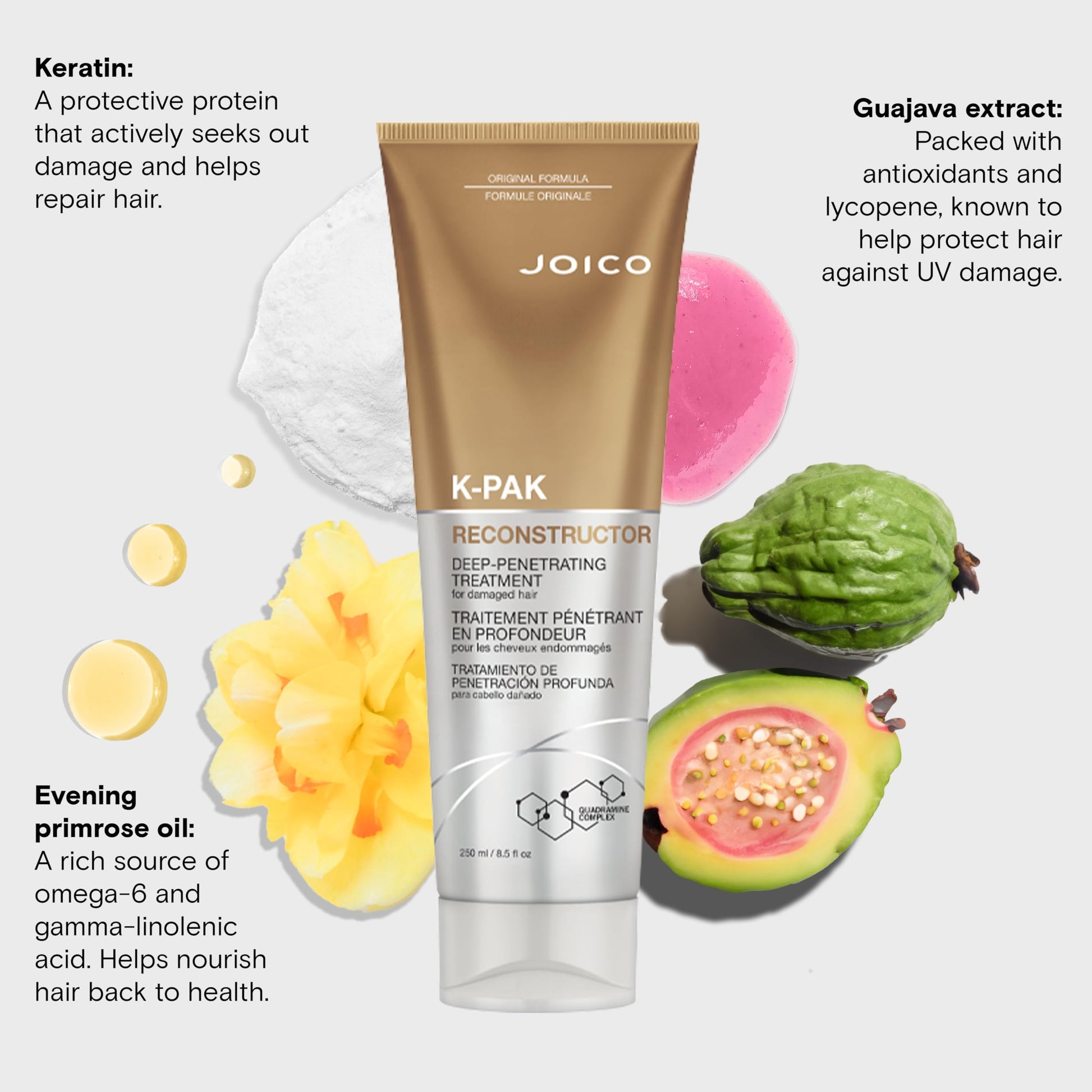 Lavender Joico K-PAK Reconstructor Deep-Penetrating Treatment | For Damaged Hair | Repair & Strengthen Strands | Rebuild & Fortify Damaged Hair | Improve Elasticity | With Keratin & Arginine | 8.5 Fl Oz