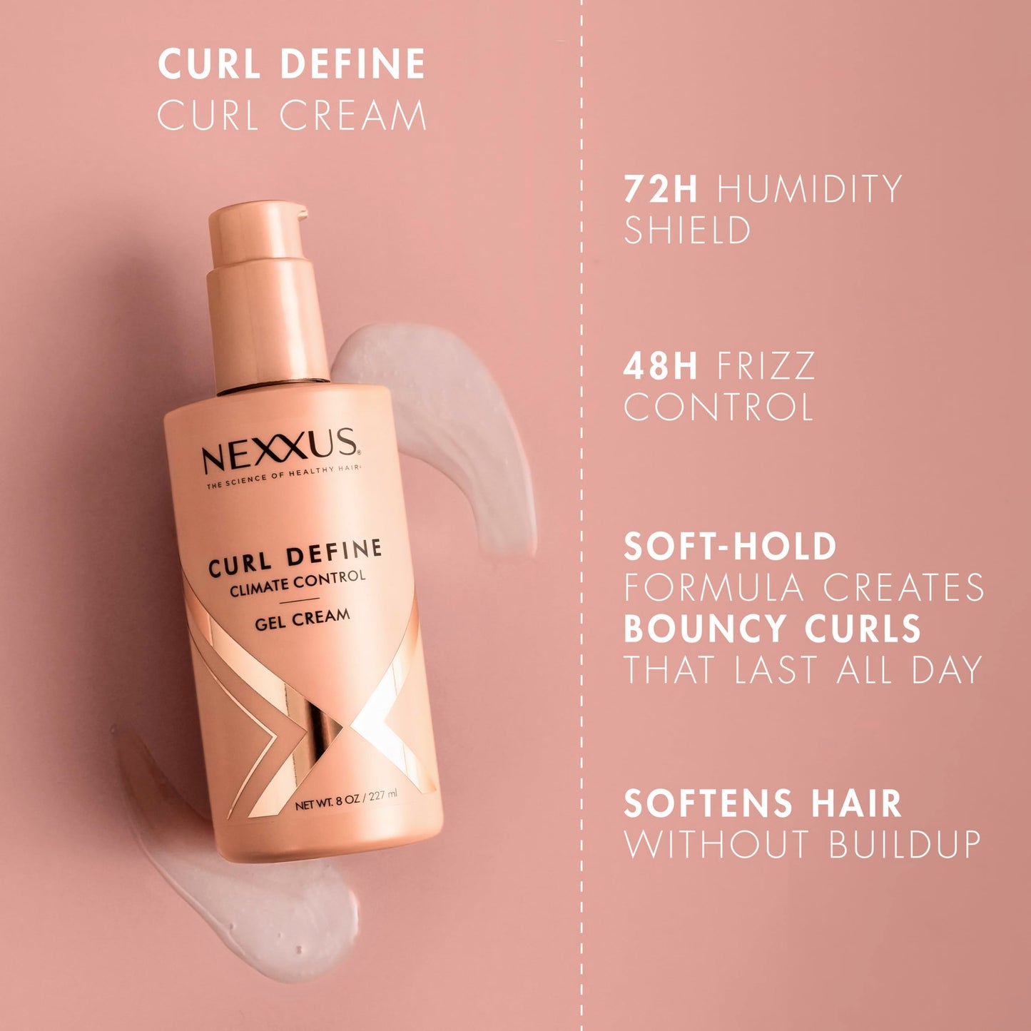 Tan Nexxus Styling Curl Define Curl Cream Climate Control Gel Cream Hair Cream Powered by Styleprotect Technology 8 oz