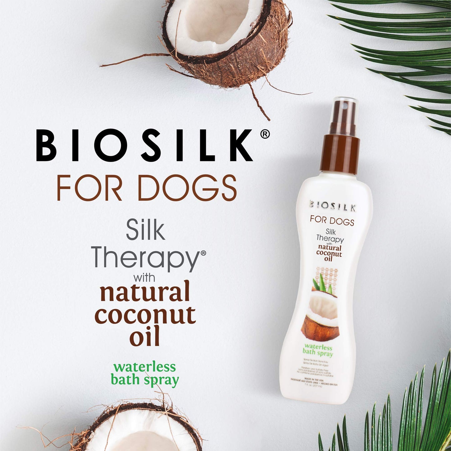 Lavender BioSilk for Dogs Silk Therapy Shampoo with Organic Coconut Oil | Coconut Dog Shampoo Waterless Shampoo | Dry Dog Shampoo from Silk Therapy for Fresh Dog Coats,Beige