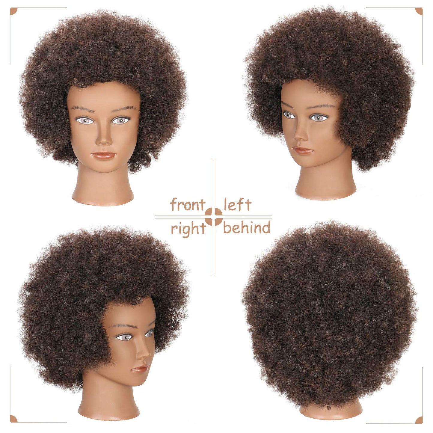 White Smoke Mannequin Head with 100% Human Hair - Afro Style for Braiding & Styling Practice