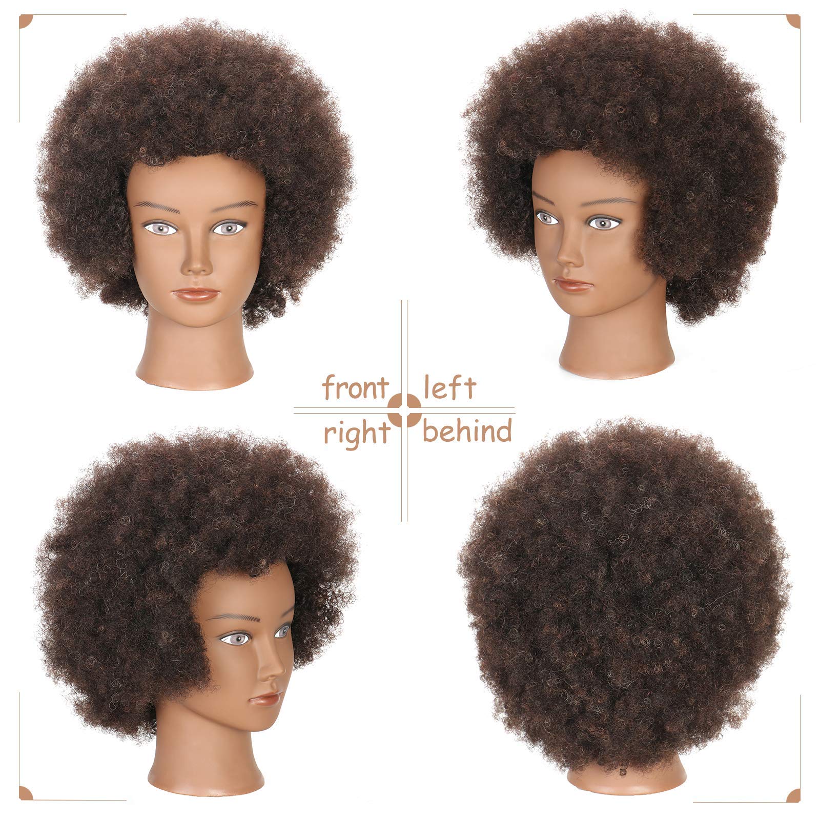 White Smoke Mannequin Head with 100% Human Hair - Afro Style for Braiding & Styling Practice