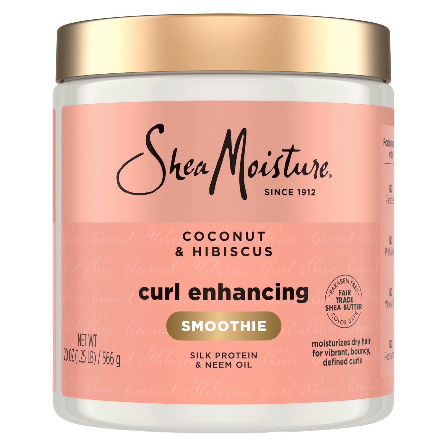 Light Salmon SheaMoisture Curl Enhancing Smoothie Hair Cream Coconut and Hibiscus for Thick, Curly Hair Sulfate Free and Paraben Free Curl Cream 20 oz