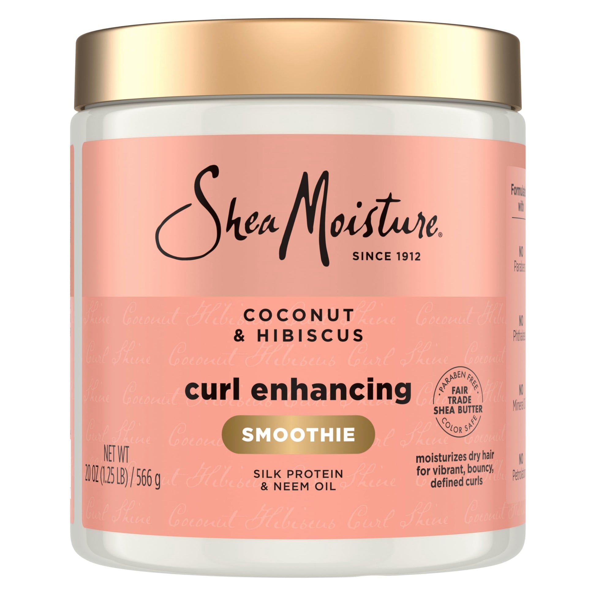 Light Salmon SheaMoisture Curl Enhancing Smoothie Hair Cream Coconut and Hibiscus for Thick, Curly Hair Sulfate Free and Paraben Free Curl Cream 20 oz