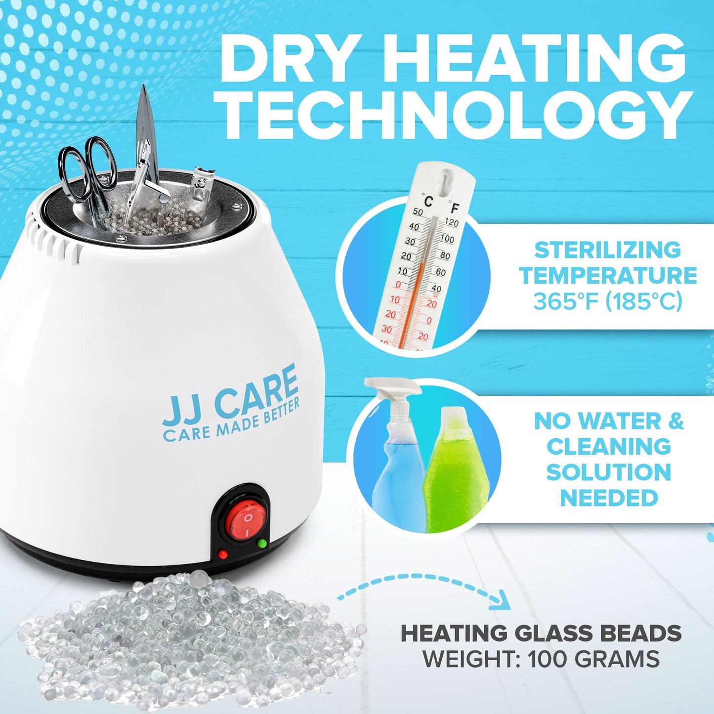 Lavender JJ CARE Nail Tool Sterilizer with Glass Beads | Implement Tweezer Disinfectant Container | Salon & Manicure Disinfectant Jar Small