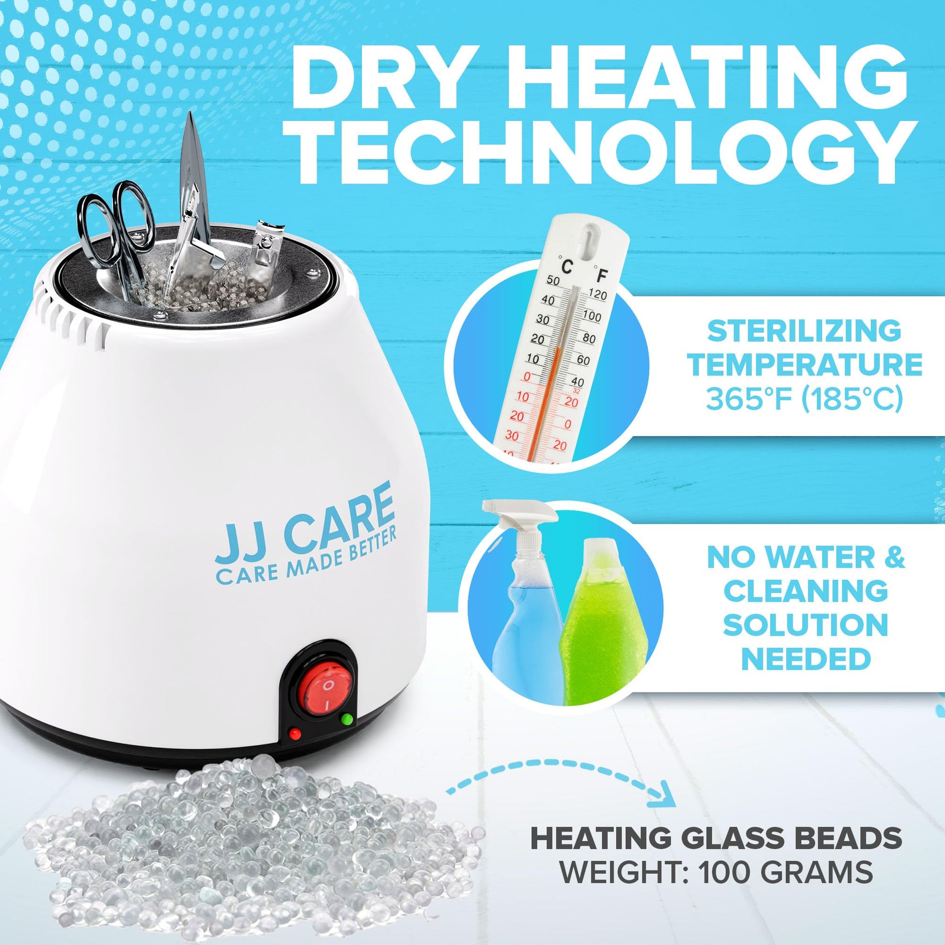 Lavender JJ CARE Nail Tool Sterilizer with Glass Beads | Implement Tweezer Disinfectant Container | Salon & Manicure Disinfectant Jar Small