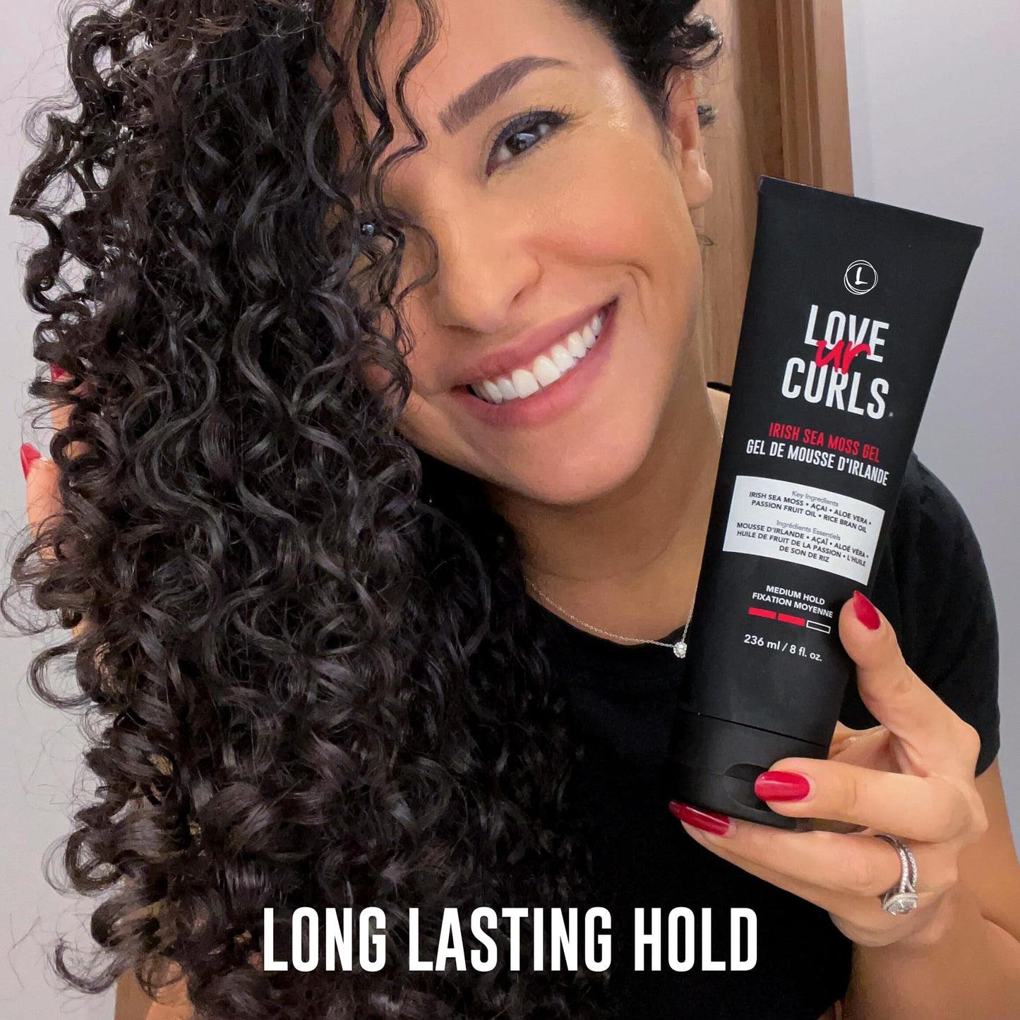 Black Love Ur Curls Irish Sea Moss Hair Gel, Medium Hold Hair Styling Curling Gel for Defined Curly Hair, Waves & Coils, Vegan, Cruelty Free, 236mL
