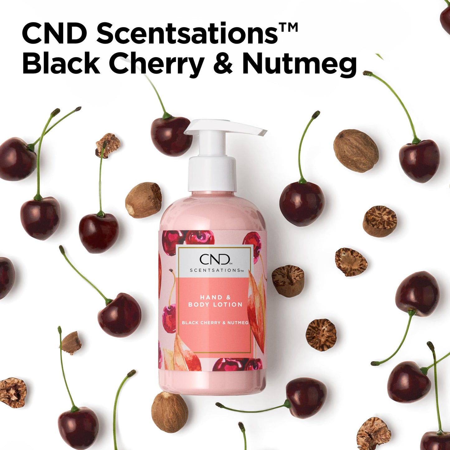 White Smoke CND Scentsations Hand & Body Lotion, Deep Moisturizing and Hydrating Formula for Dry Damaged Skin, Dermatologically Tested, Black Cherry & Nutmeg, 8.3 fl. oz
