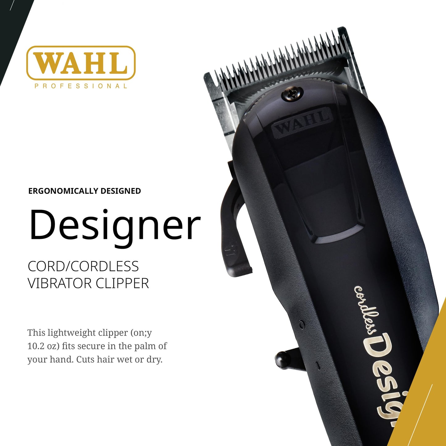 White Smoke Wahl Professional Cordless Designer Clipper, Powerful Rotary Motor, Lithium-Ion Battery with 100-Minute Run Time