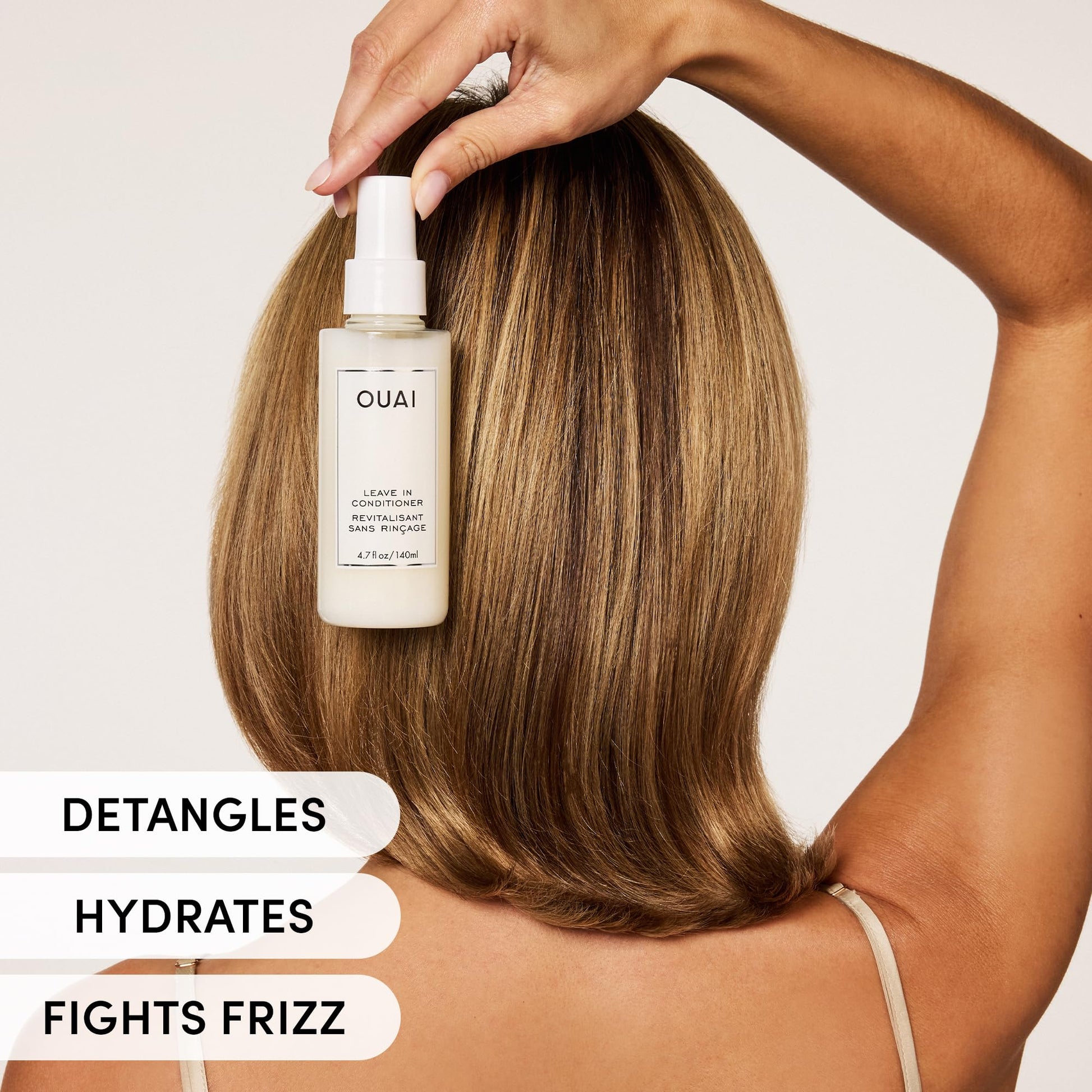 Lavender OUAI Leave In Conditioner & Heat Protectant for Hair - Prep Hair for Styling or Use as Detangling Spray to Fight Frizz & Flyaways - No Parabens, Sulfates or Phthalates (1.5 oz)