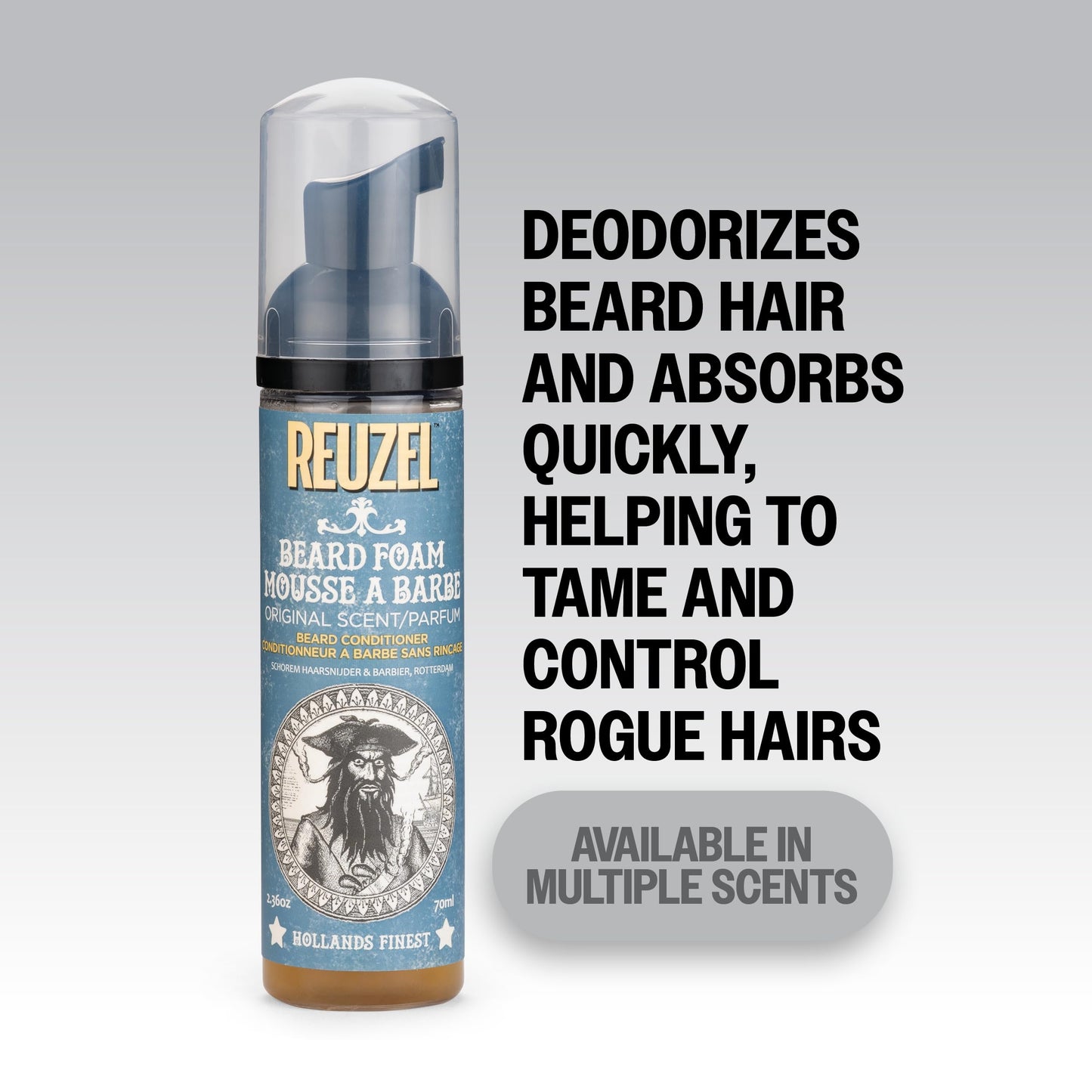 White Smoke Reuzel Beard Foam, Reduces Beardruff And Itchy Skin, 2.36 Oz