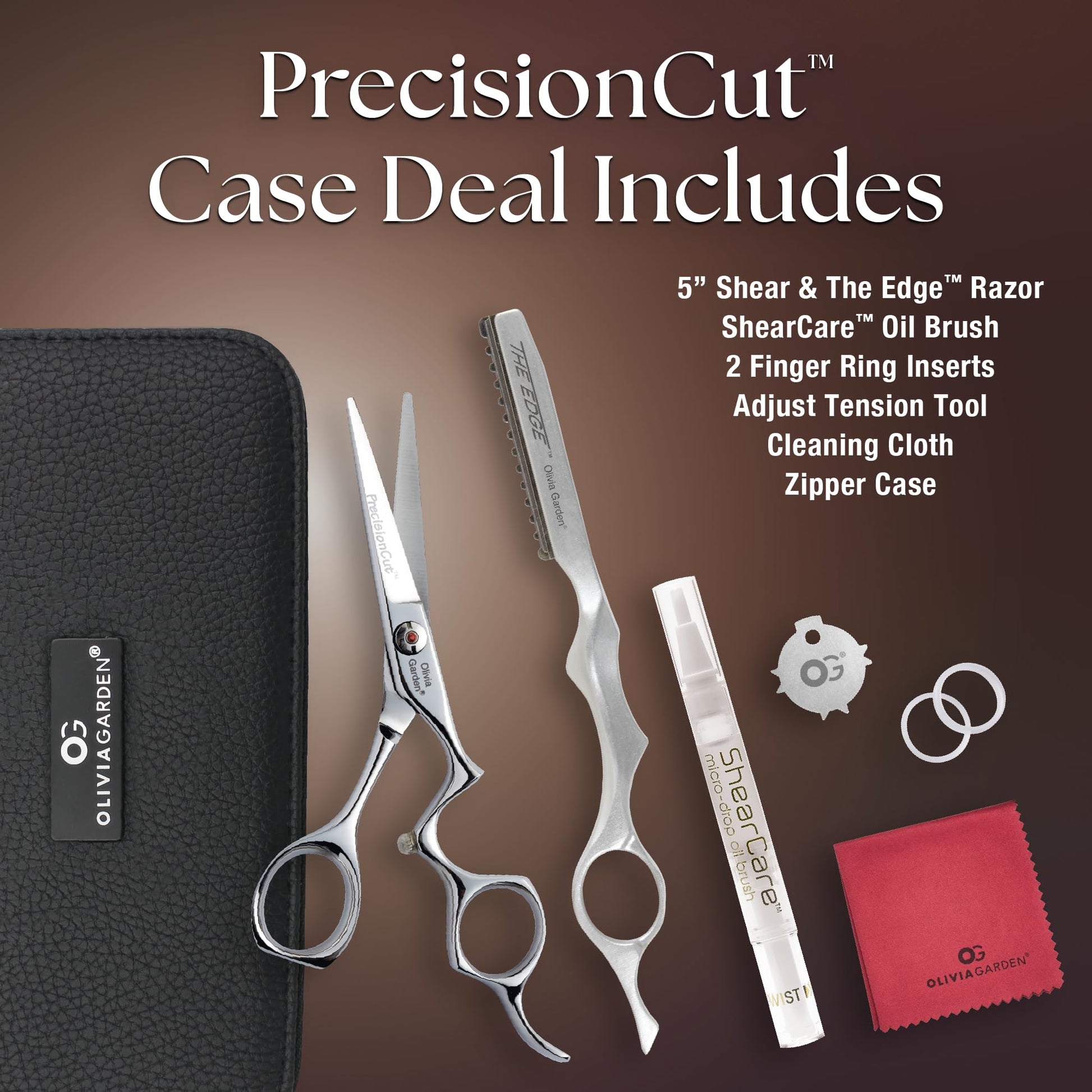 Dark Slate Gray Olivia Garden PrecisionCut Professional Hairdressing Shears Intro Case - With The Edge Razor - 6 Items, 5"