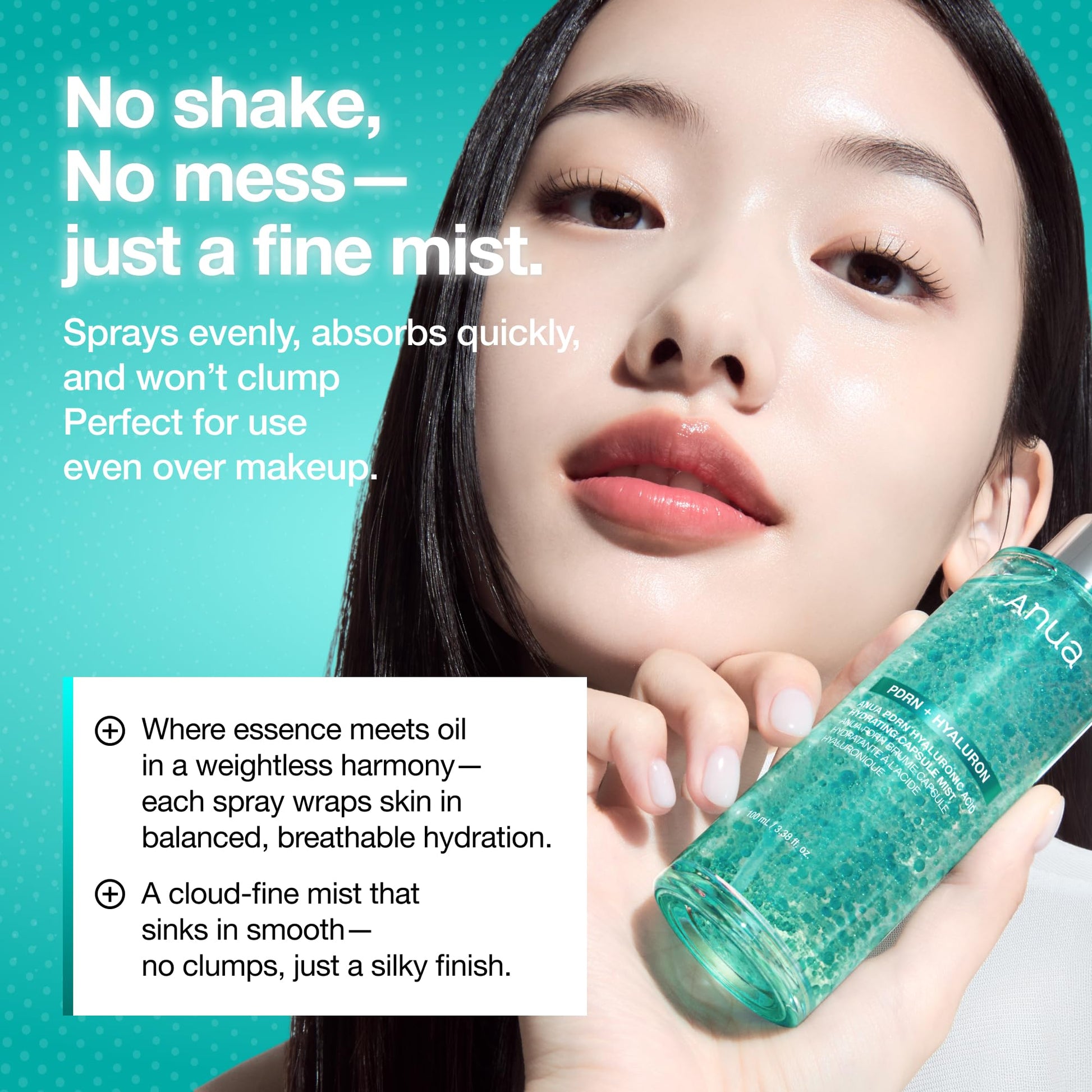 White Smoke ANUA PDRN Collagen Glow Facial Serum Spray, Hydrating Face Mist, Hyaluronic Acid, dewy glass finish, All Skin Types, Instant Plumping Hydration, Firming Care, Korean Skincare, 3.38 fl oz