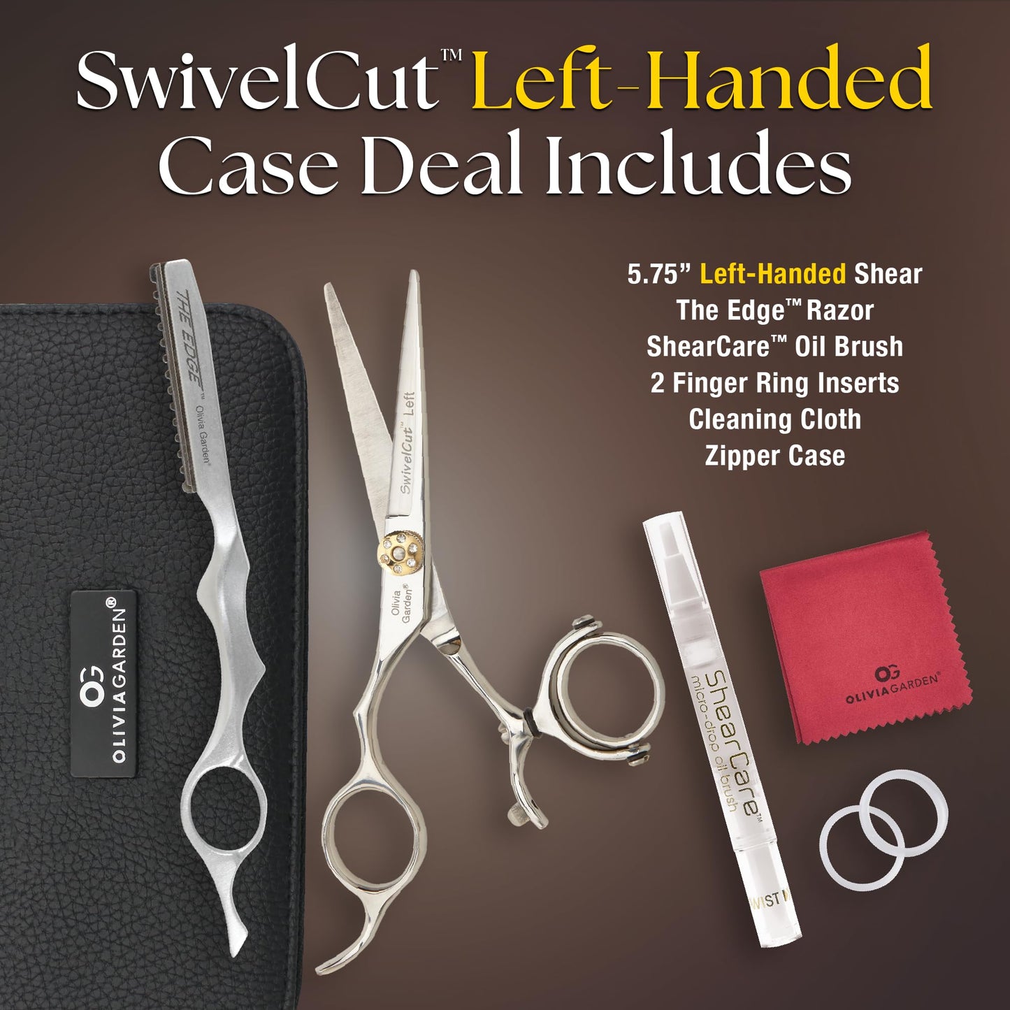 Dark Slate Gray Olivia Garden SwivelCut Professional Hairdressing Shears Intro Case Deal - Left Handed (5.75")