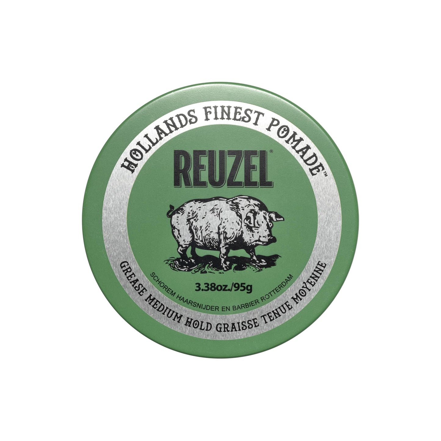 White Smoke REUZEL Green Grease Pomade, Medium All Day Hold, Oil-Based Styling Wax, Medium Shine, Easy To Wash Out, For All Hair Types