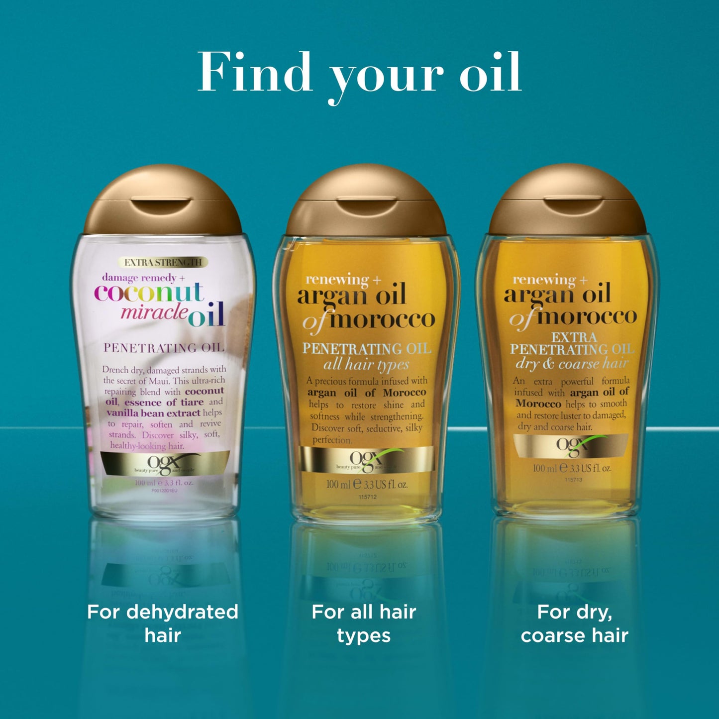 Dark Cyan OGX Renewing + Argan Oil of Morocco Hair Oil, Extra Strength Penetrating Serum Treatment for Dry, Damaged, Frizzy, Curly & Coarse Hair, Cold-Pressed Argan Oil, Shine, 3.3 Fl Oz