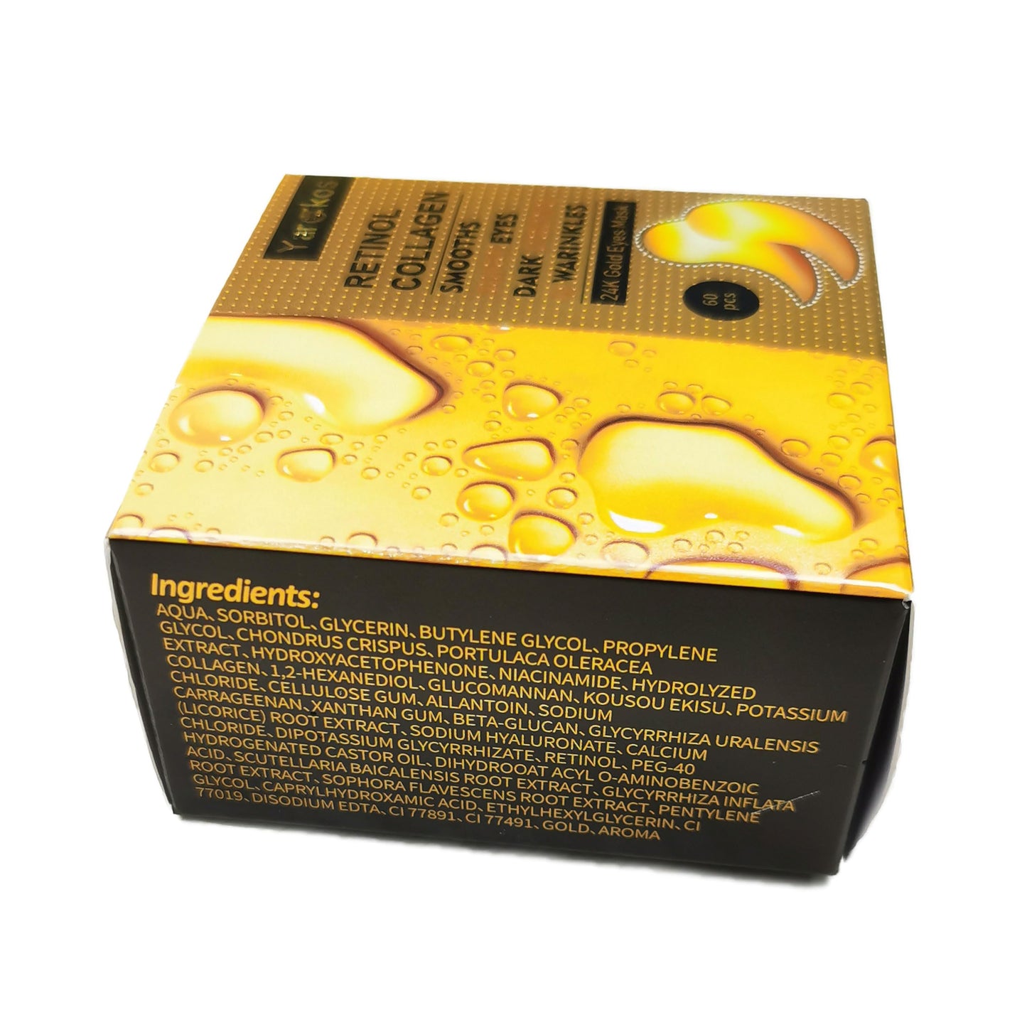 White Smoke 60 Pcs 24K Gold Under Eye Patches, 30 Pairs Undereye Mask for Dark Circles Puffy Eyes Treatment, Collagen Gel Pads Hydrating for Eye Bags Puffiness Wrinkle, Women Men Beauty Skin Care Products