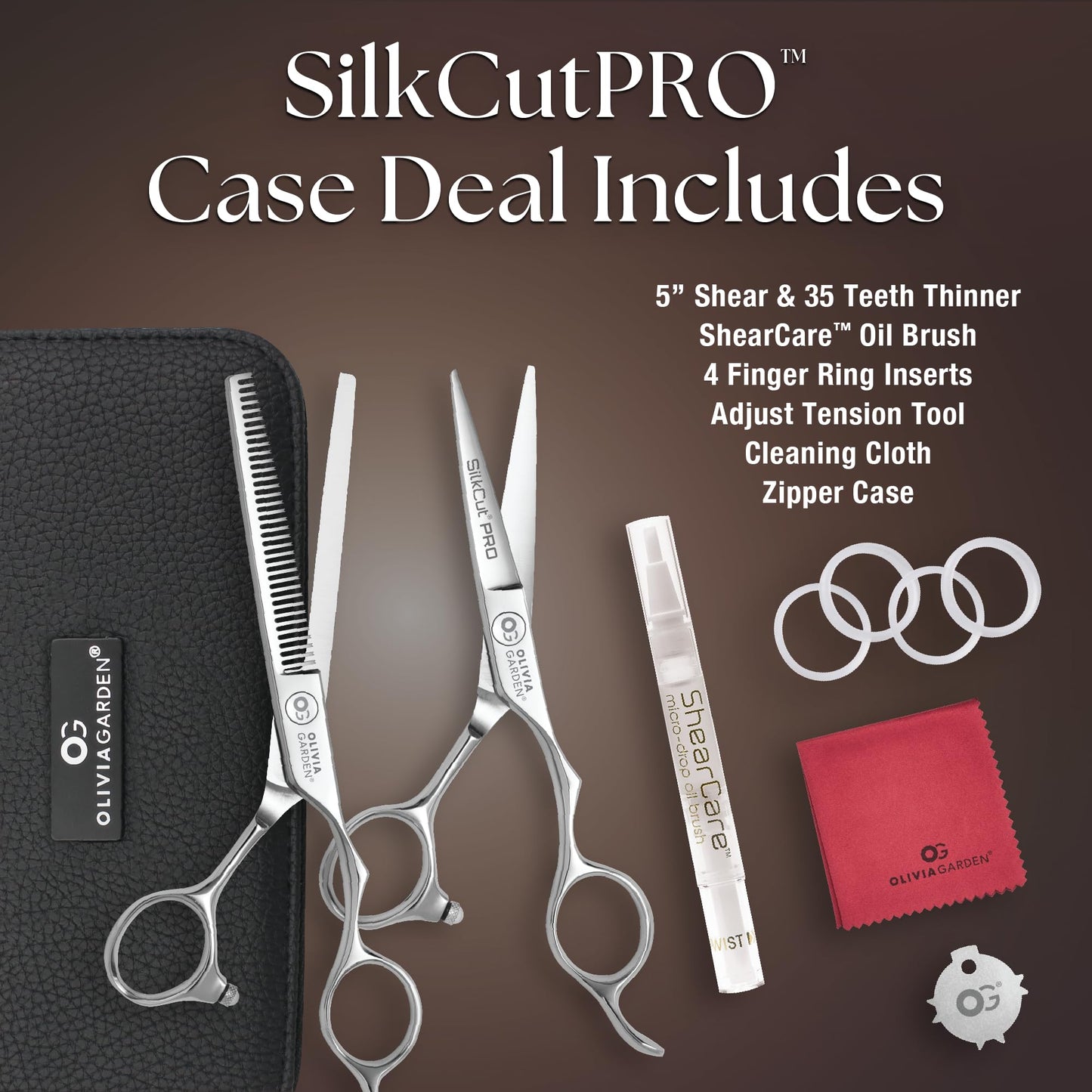 Dark Slate Gray Olivia Garden SilkCutPro Shear and Thinner Zipper case deal (5" contains: SKP-50, SKP-T635)