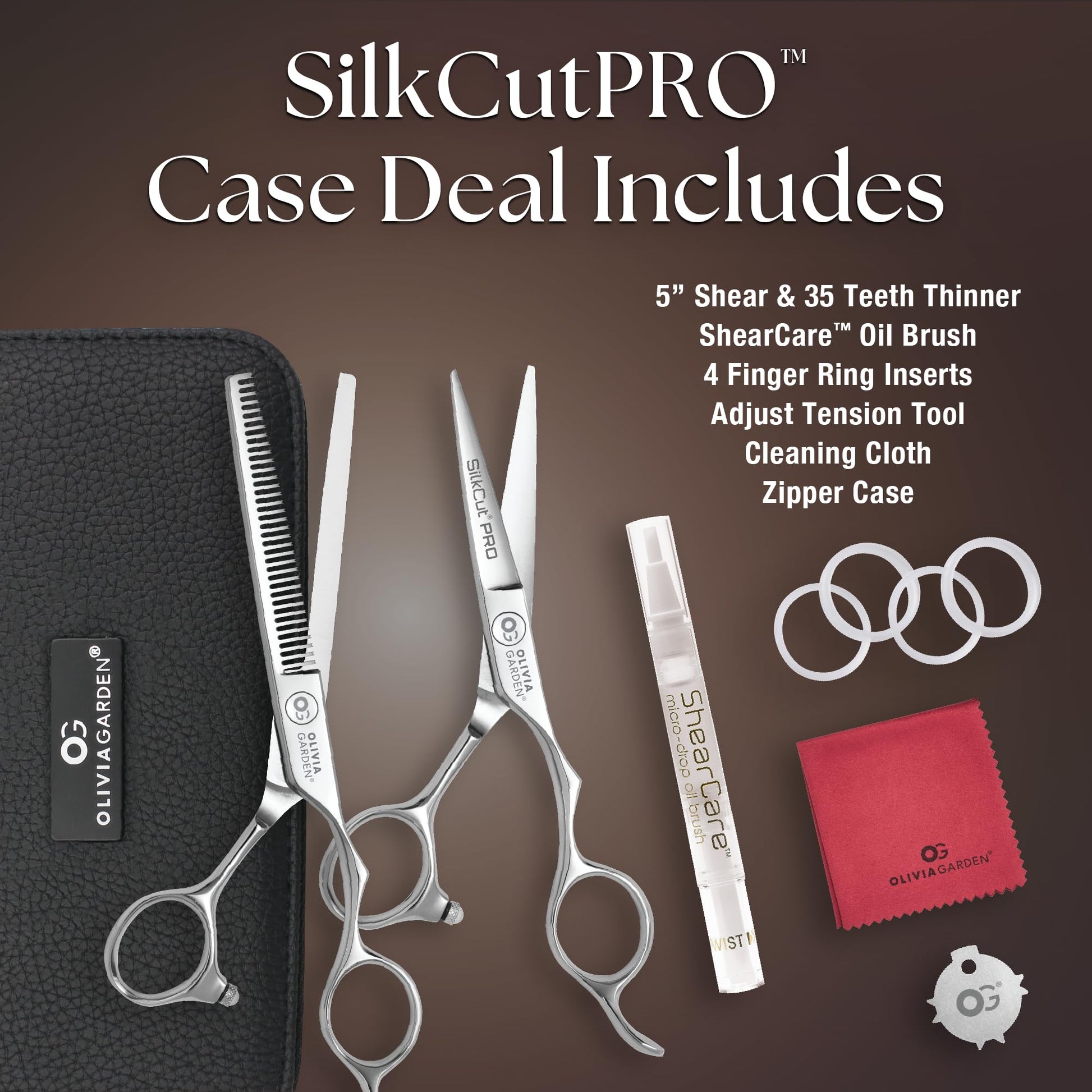 Dark Slate Gray Olivia Garden SilkCutPro Shear and Thinner Zipper case deal (5" contains: SKP-50, SKP-T635)