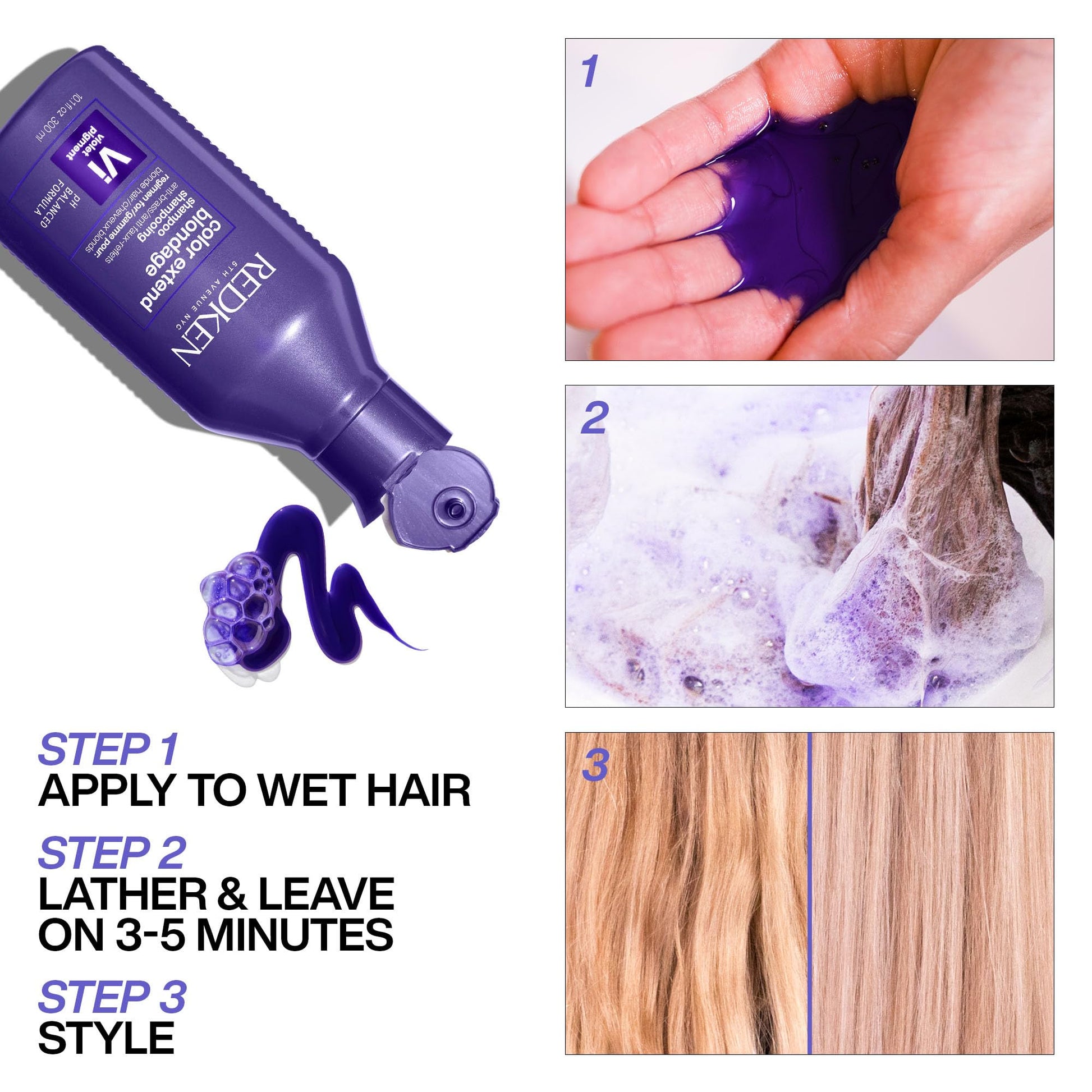 White Smoke Redken Blondage Color Depositing Purple Shampoo For Blonde, Bleached or Highlighted Hair - Neutralizes Brassy Tones With Salicylic Acid, 10.1 Fl Oz