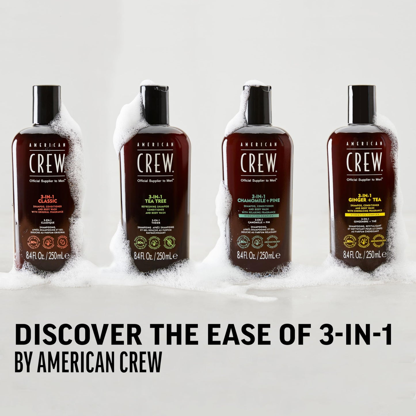 Lavender American Crew Shampoo, Conditioner & Body Wash for Men, 3-in-1, 33.8 Fl Oz