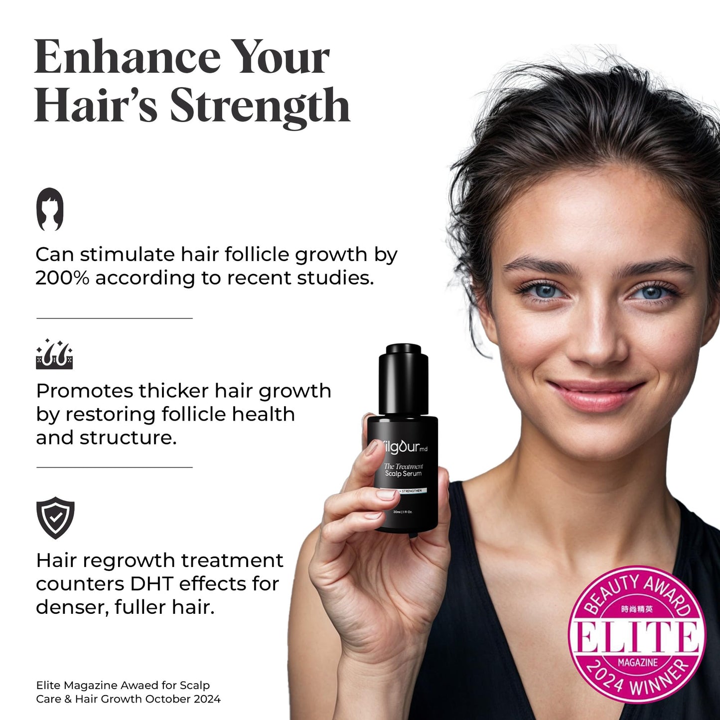 White Smoke KilgourMD: The Treatment Scalp Serum - Science-Forward, Natural Approach to Hair Thinning, Scalp Anti-Ageing Serum, Dermatologist-Developed, 30ml