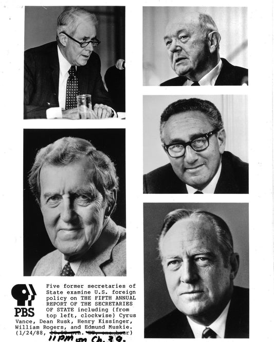 White Smoke Dean Rusk Edward Muskie Cyrus Vance Henry Kissinger original 8x10 photo H4646