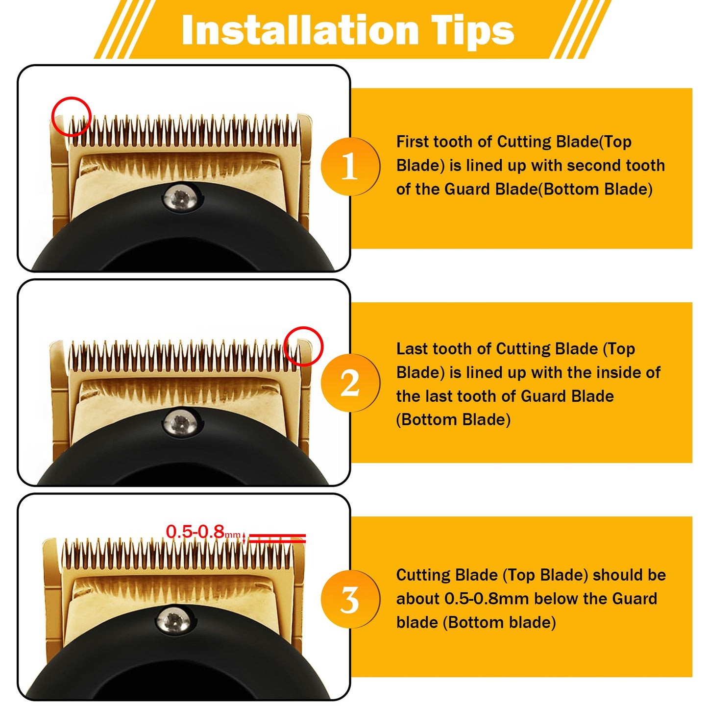 White Smoke Fit for Wahl Clippers Replacement Blade, Professional Precision 2 Hole Adjustable Hair Trimmer Parts Gold Silver Blades Compatible with Wahl 5 Star Series, Super Taper, Magic Clip Clipper, 2pack
